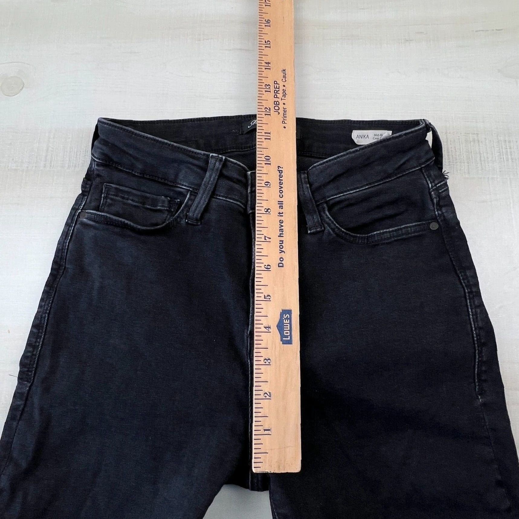 Mavi Mavi Womens Jeans 25 Anika Crop Flare Black Denim Frayed Edges Mid Rise Size 42" / US 20 - 6 Thumbnail