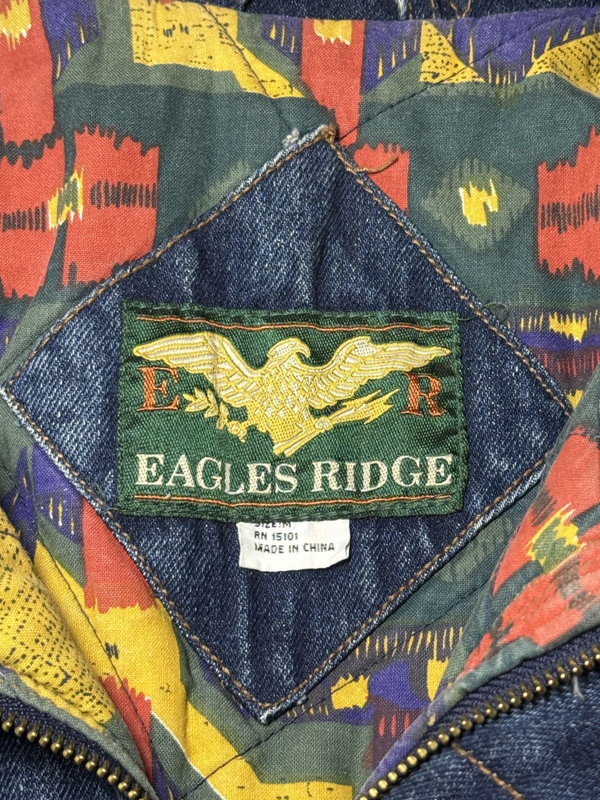 Vintage Vintage 90s Eagles Ridge Bomber CRAZY LINING Denim Jacket Size US M / EU 48-50 / 2 - 4 Thumbnail