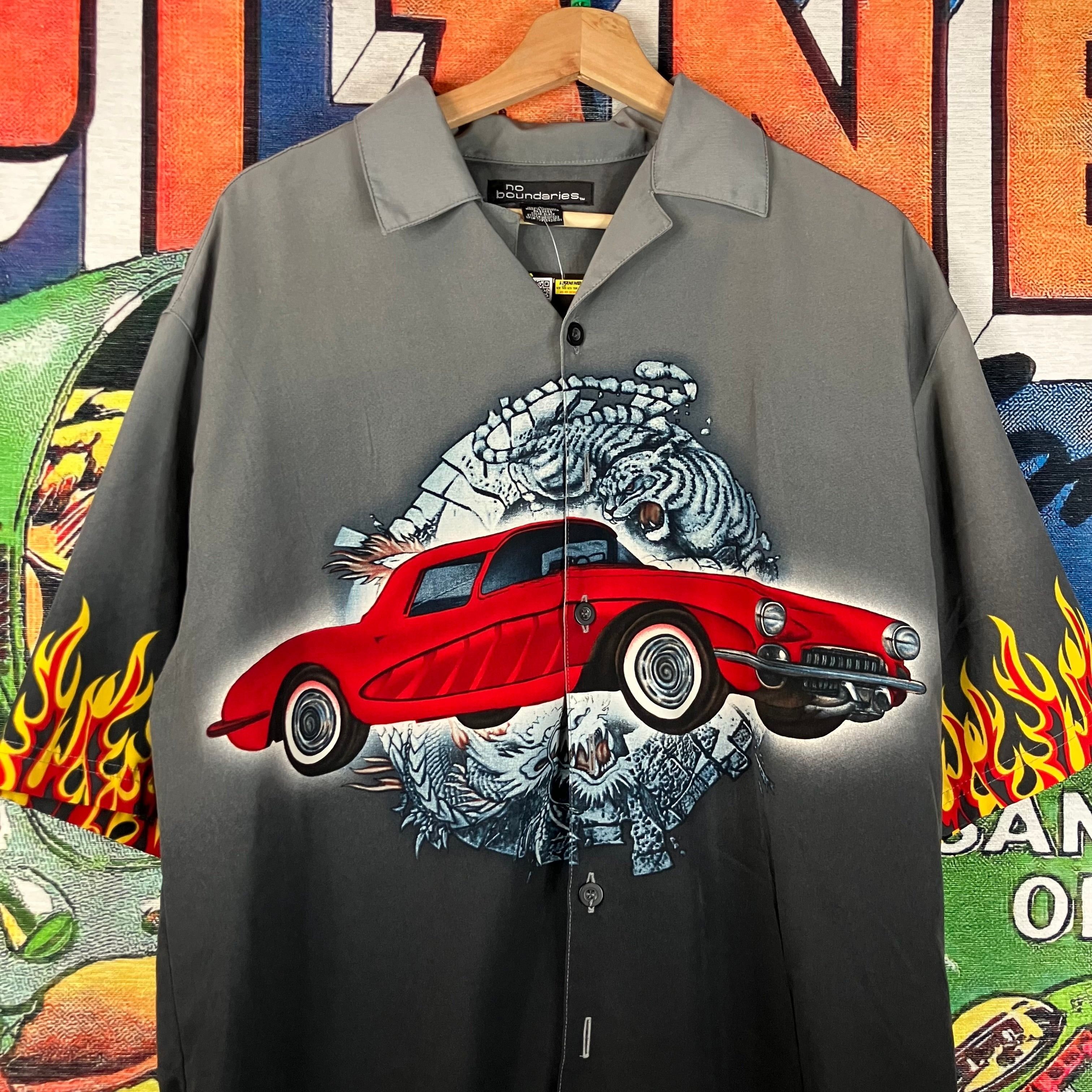 Vintage Vintage Y2K No Boundaries Hot Rod Flames Button Down Shirt Size US L / EU 52-54 / 3 - 4 Thumbnail