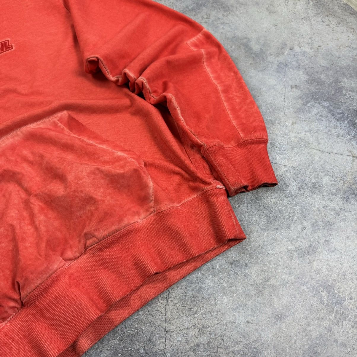 Helmut Lang HELMUT LANG FADED RED OVERSIZED EMBROIDERED LOGO HOODIE Sz M Size US M / EU 48-50 / 2 - 4 Thumbnail