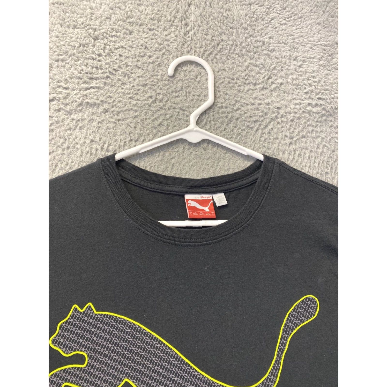 Puma PUMA Shirt Men L Regular Short Sleeve Crew Neck Cotton Athletic Casual Black 101-33 Mens Size US L / EU 52-54 / 3 - 3 Thumbnail