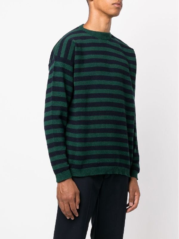 Lardini LARDINI green navy blue alpaca & wool striped sweater XL 52 Size US XL / EU 56 / 4 - 1 Thumbnail