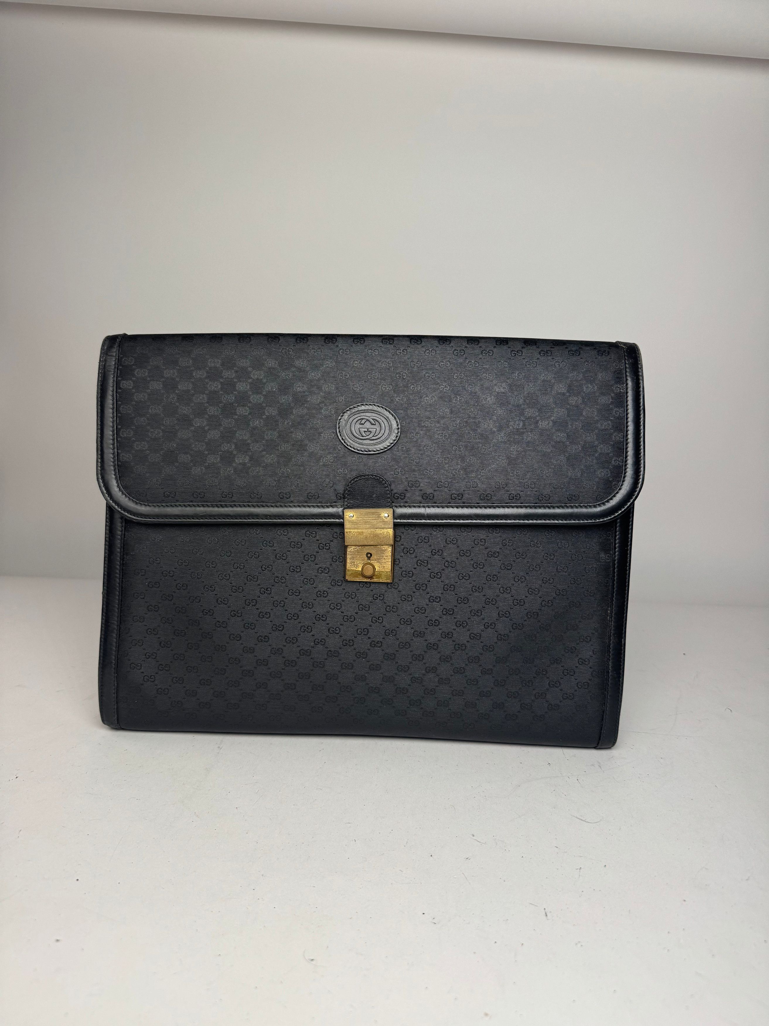 Other Vintage Gucci Monogram Leather Clutch Black Size ONE SIZE - 1 Thumbnail
