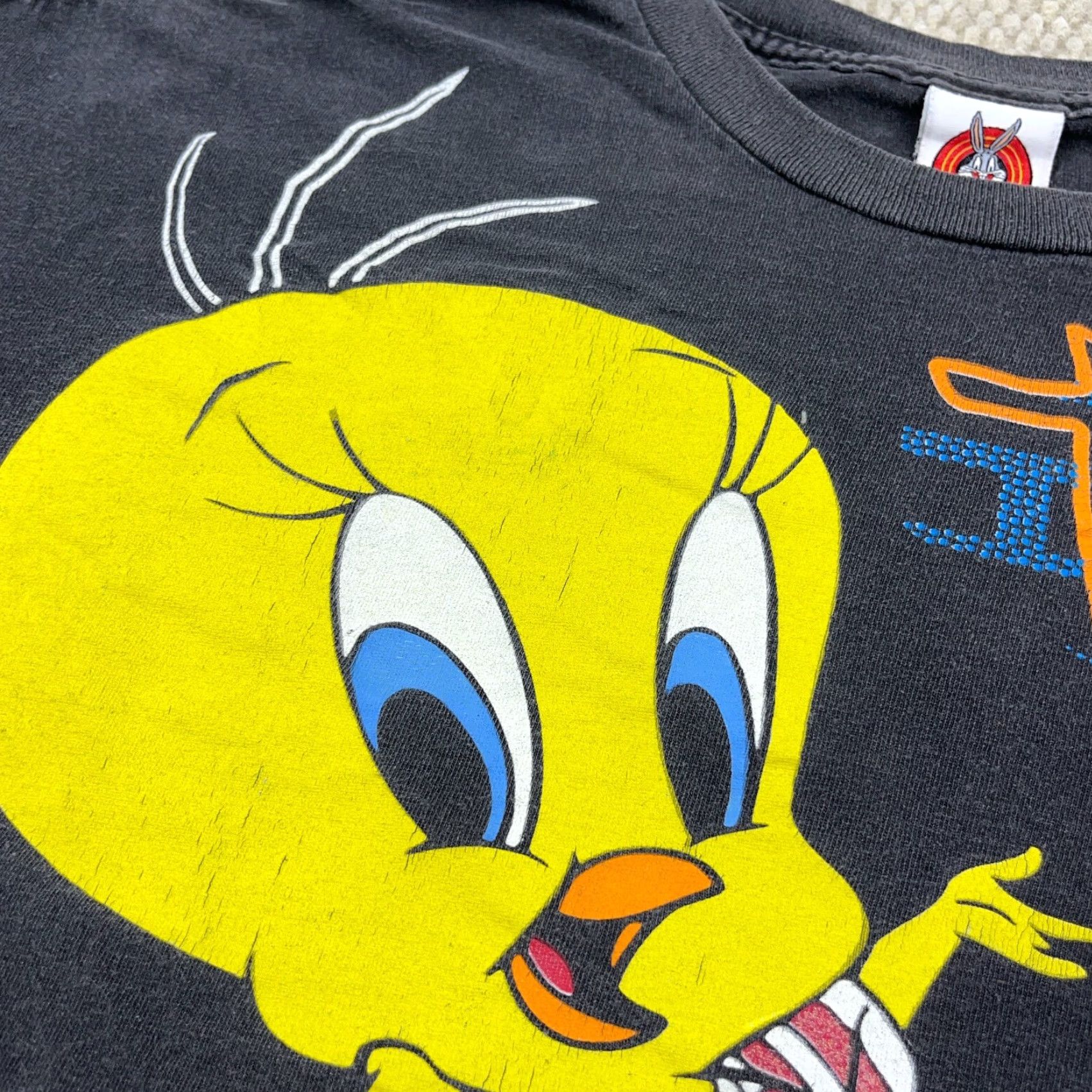 90s Tweety T-shirt 黒 VINTAGE Looney Tunes T-Shirt Men XL Black Cartoon 90s Tweety