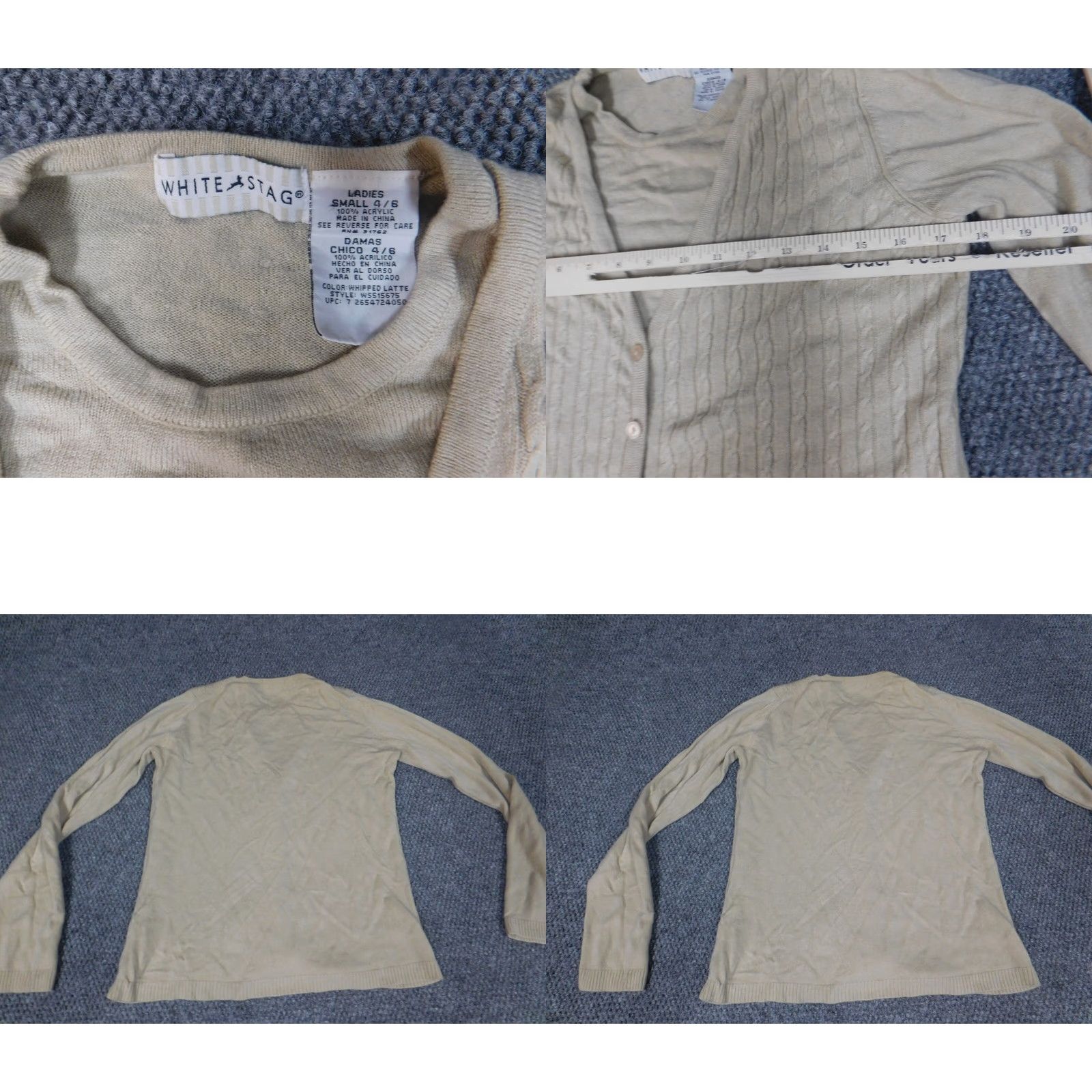 Vintage White Stag Womens Sweater S Raglan Long Sleeve Round Neck Open-Knit Lightweight Pullover Button Logo Beige White Stag Modern Womens Size S / US 4 / IT 40 - 8 Thumbnail