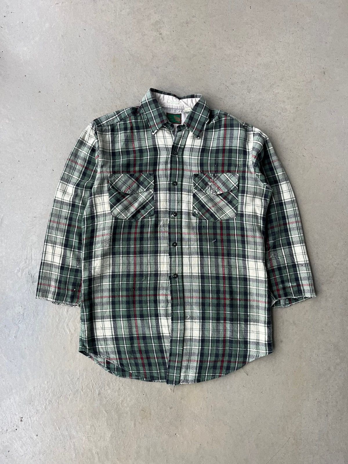 Vintage Vintage 1980s Green Plaid Acrylic 3/4 Sleeve Flannel Size US M / EU 48-50 / 2 - 1 Thumbnail