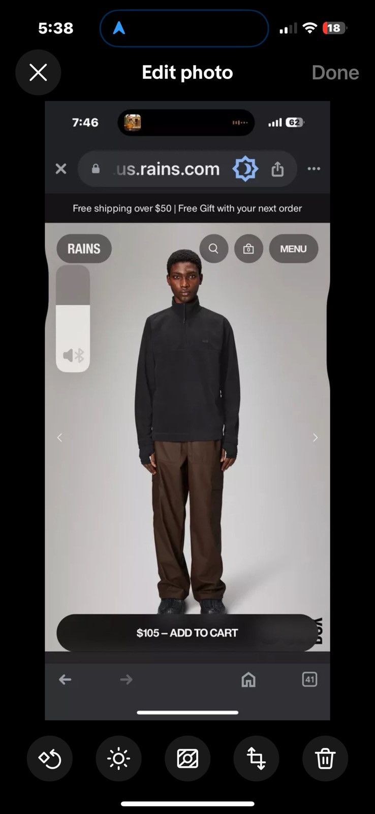Rains New $105 fleece pullover Size US M / EU 48-50 / 2 - 1 Preview
