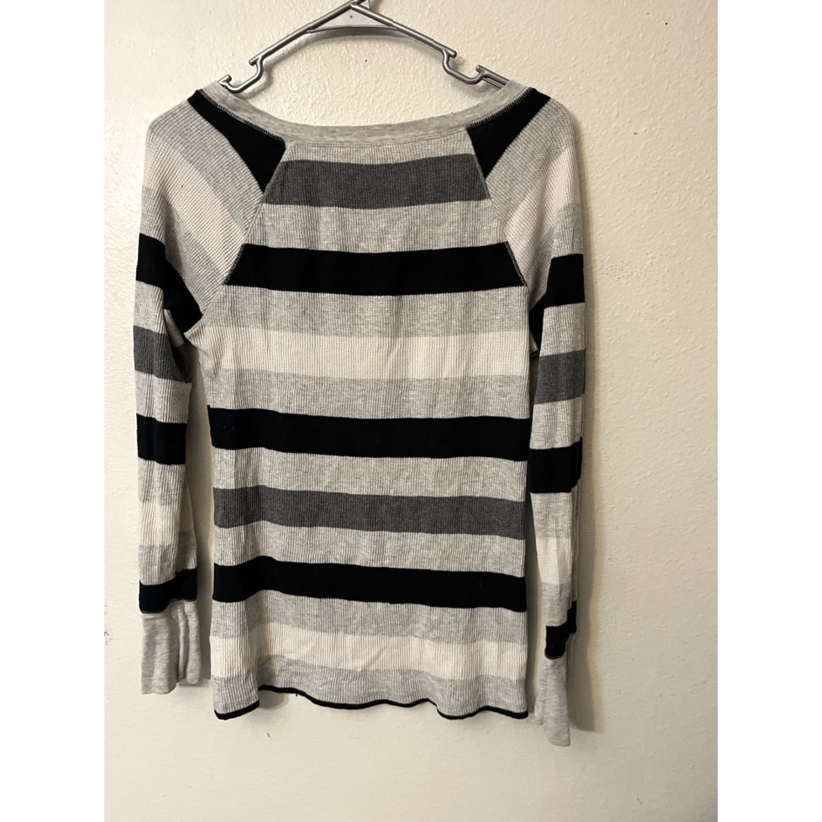 Old Navy Old Navy T-Shirt Women’s Small Multicolor Striped Long Sleeve Crew Neck Waffle Size S / US 4 / IT 40 - 3 Thumbnail