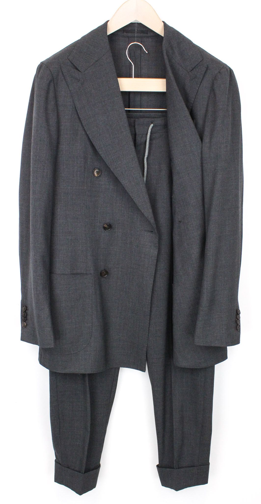 image of Suitsupply Havana Db Uk42L Grey Melange Traveller Wool Suit 71591, Men's