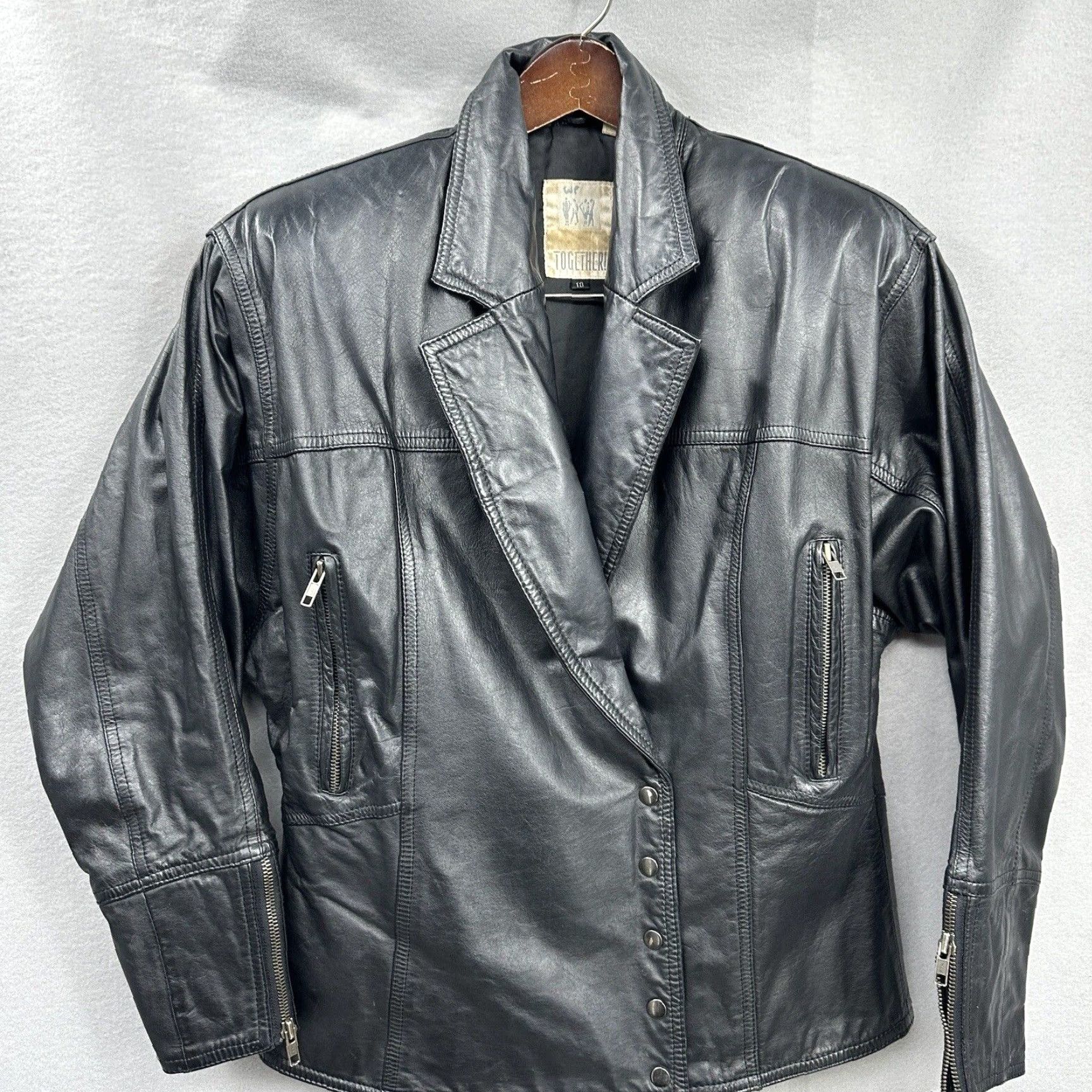 Vintage VINTAGE Together Leather Jacket Women Size 10 Black Moto Western Fringe Long Sleeve Size L / US 10 / IT 46 - 2 Thumbnail