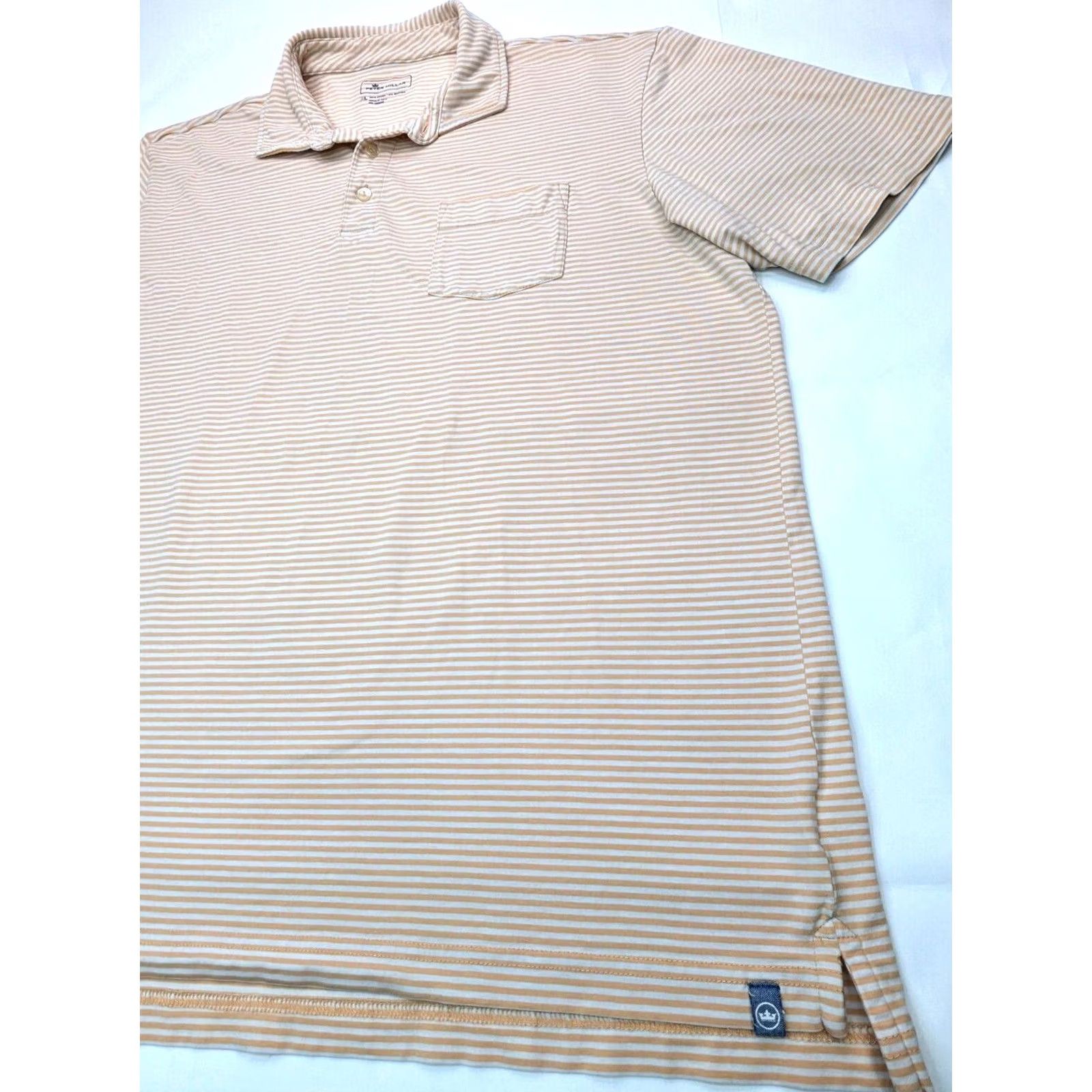 Peter Millar Peter Millar Golf Polo Shirt Men L Orange White Striped Performance Stretch Shirt Size US L / EU 52-54 / 3 - 5 Thumbnail
