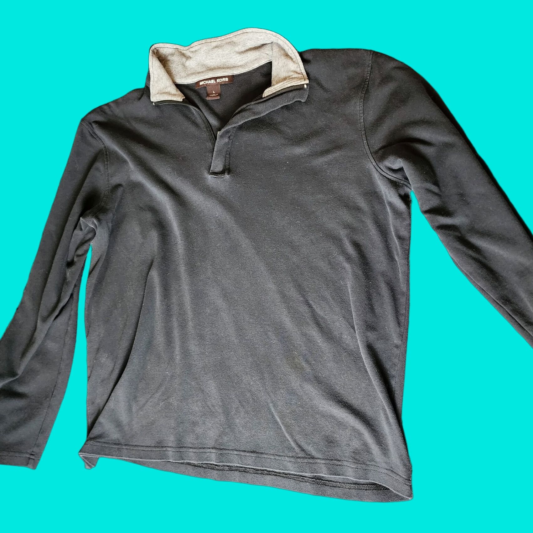 Michael Kors Michael Kors 1/4 Zip Pullover Sweater Shirt Mens Large L Long Sleeve Black Size US L / EU 52-54 / 3 - 1 Thumbnail