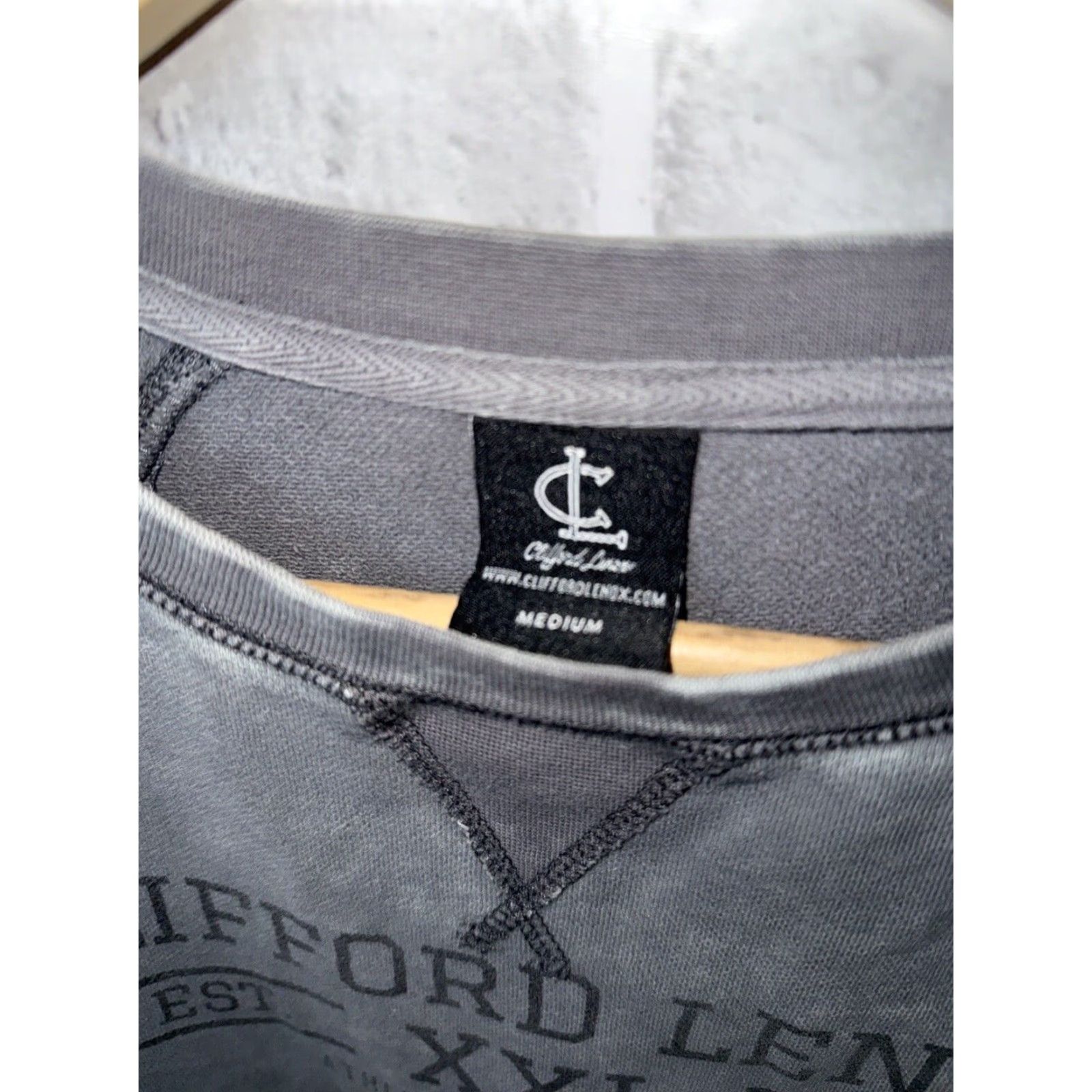 Vintage Clifford Lenox Sweatshirt Mens M Crew Neck 100% Cotton Gray Distressed Logo Graphic Print Sports Size US M / EU 48-50 / 2 - 2 Thumbnail