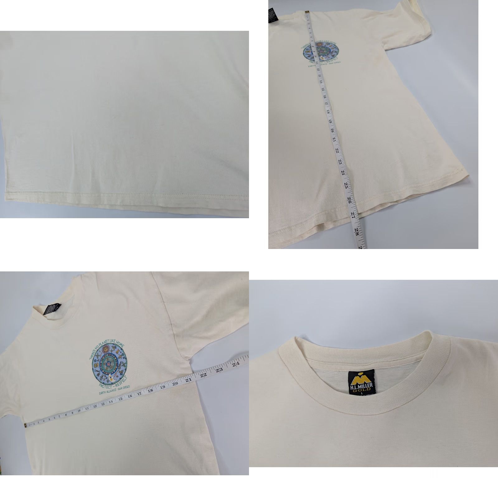 Vintage VINTAGE Earth Alliance San Diego Protect Planet Earth Tee Large H.L. Miller Gold Shirt Mens L Beige 90s Size US L / EU 52-54 / 3 - 8 Thumbnail