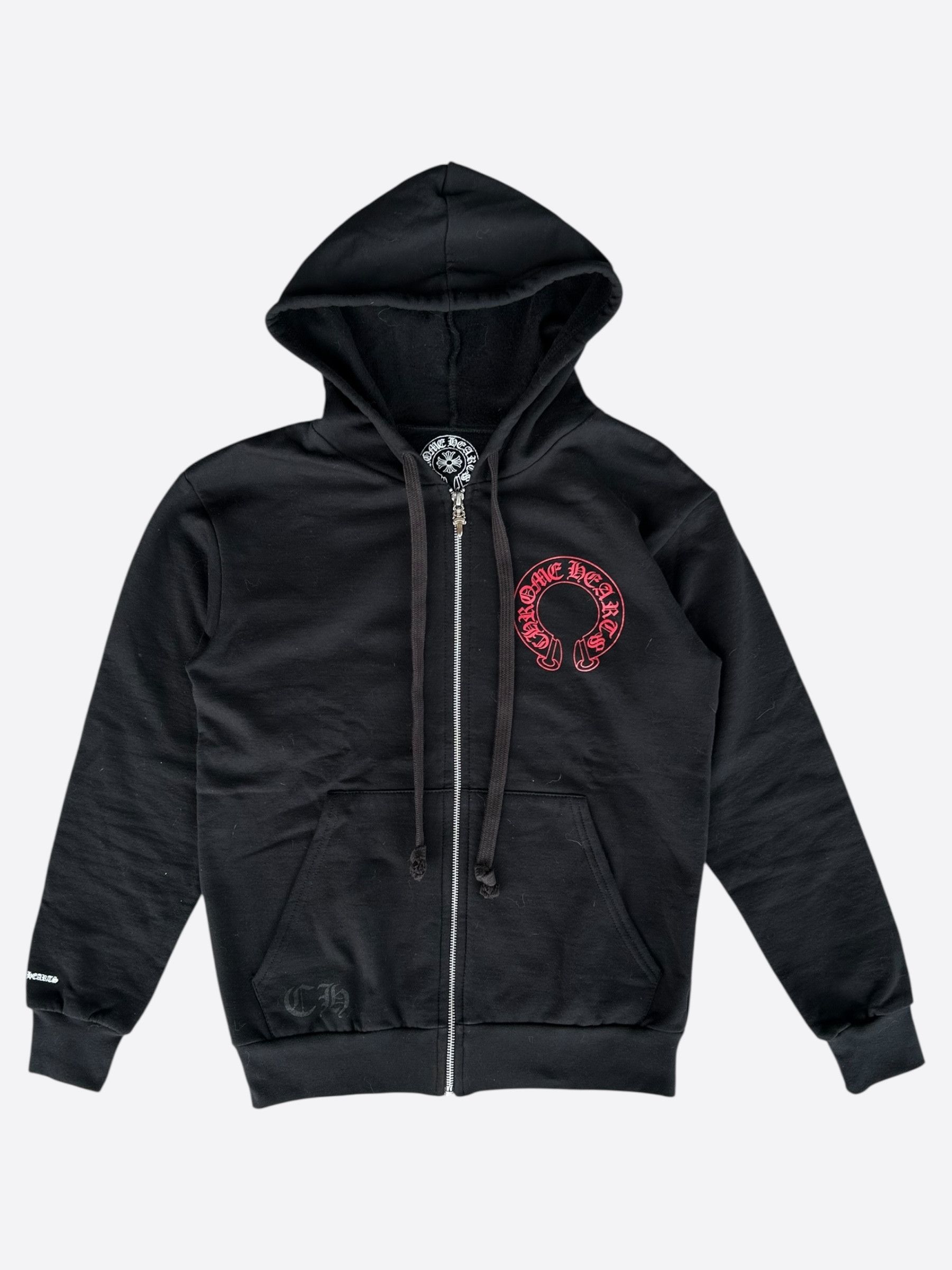 Chrome Hearts Black & Red Cemetery Horseshoe Logo Zip Up Hoodie Size US S / EU 44-46 / 1 - 1 Thumbnail
