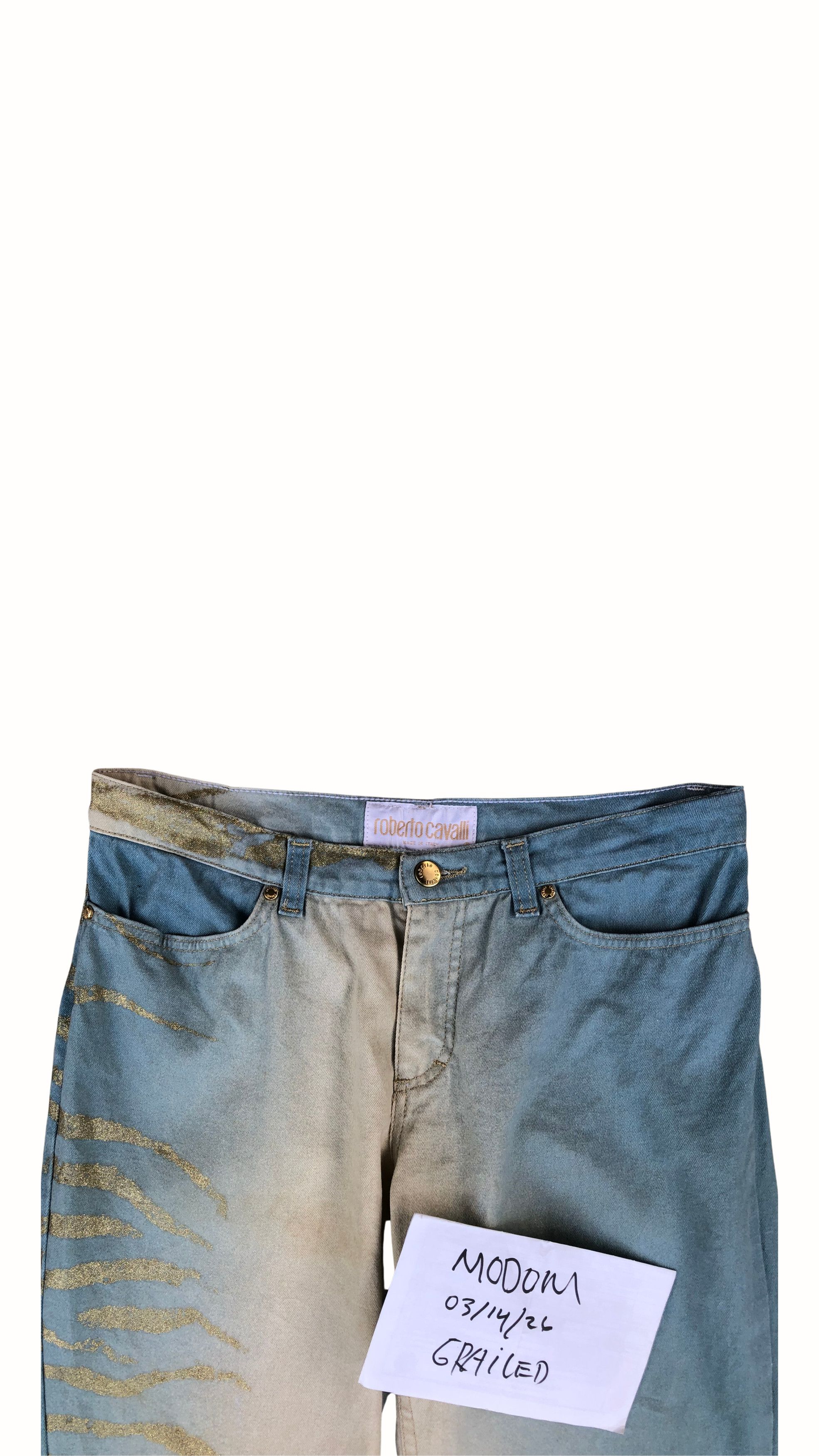 Roberto Cavalli 2000s Roberto Cavalli Golden Zebra Jeans Size 30" / US 8 / IT 44 - 4 Thumbnail