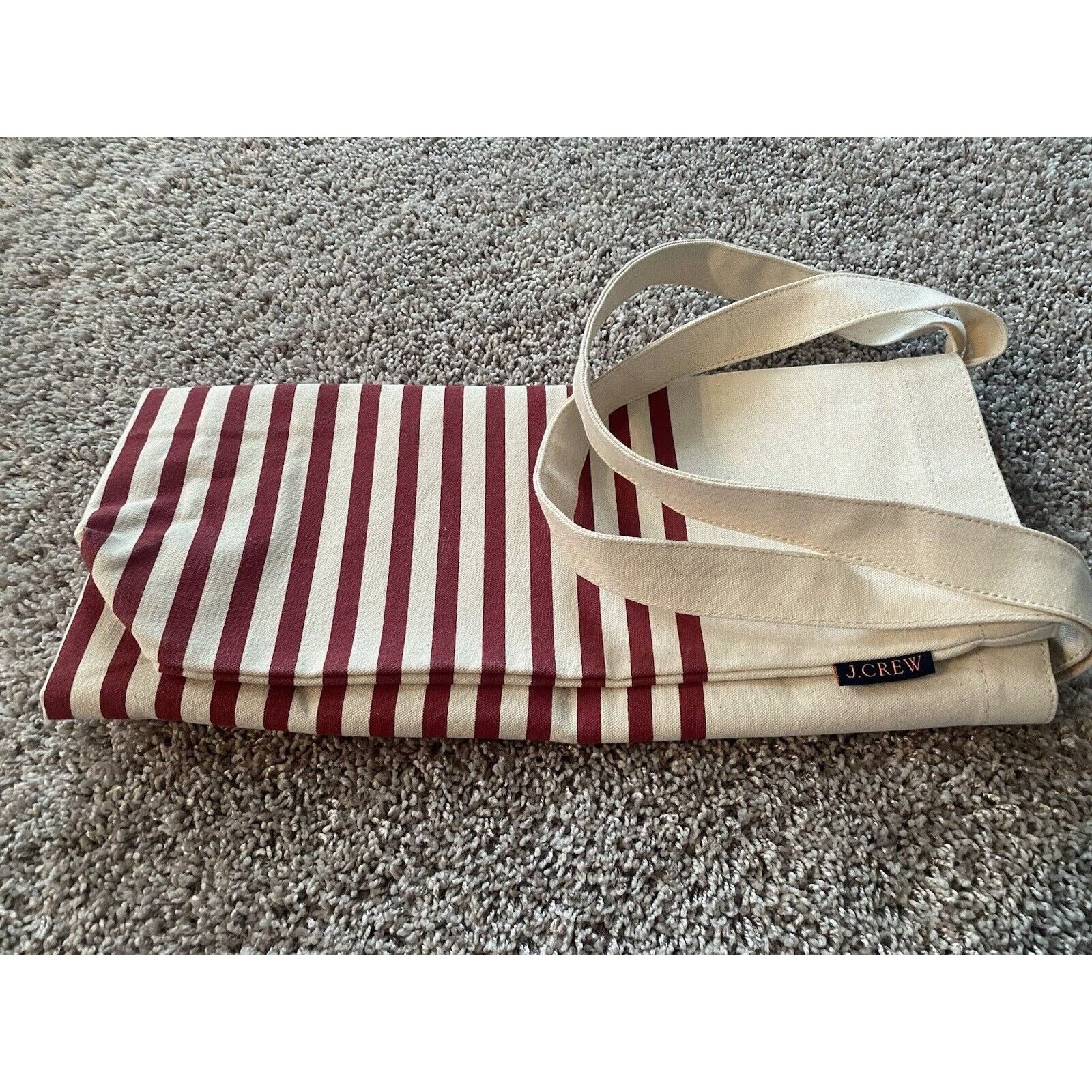 J.Crew J Crew Tote/Travel Adult Canvas Striped Burgundy Stripe Lj Size ONE SIZE - 5 Thumbnail