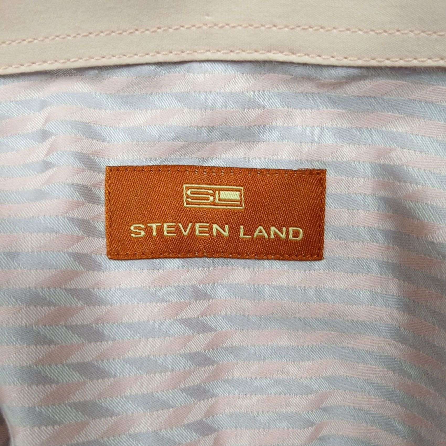 Steven Alan Steven Land Dress Shirt Mens 17.5 Pink Stripe Contrast Cuff Long Sleeve Button Up Collared 100% Cotton Size 48R - 4 Thumbnail