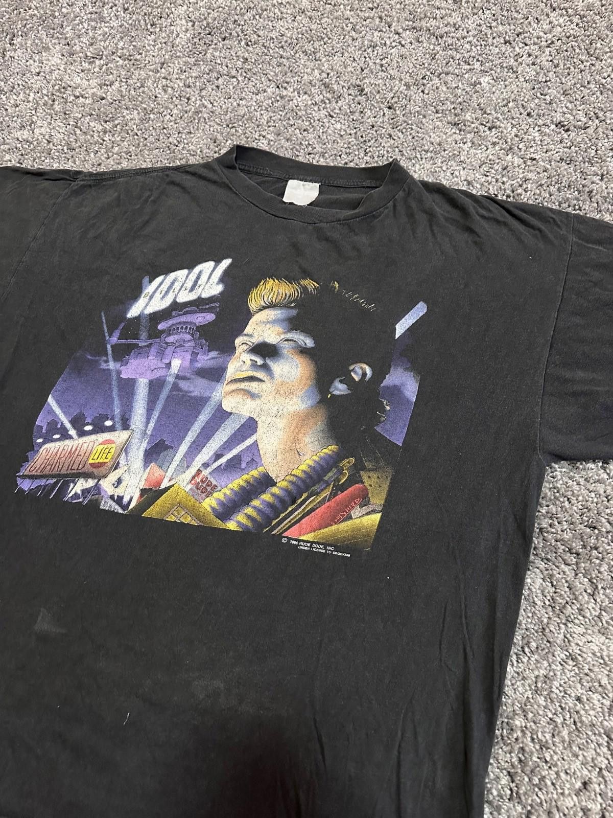 Brockum 90s Vintage Billy Idol 1990 Charmed Life Tour Faded T-Shirt Size US M / EU 48-50 / 2 - 3 Thumbnail
