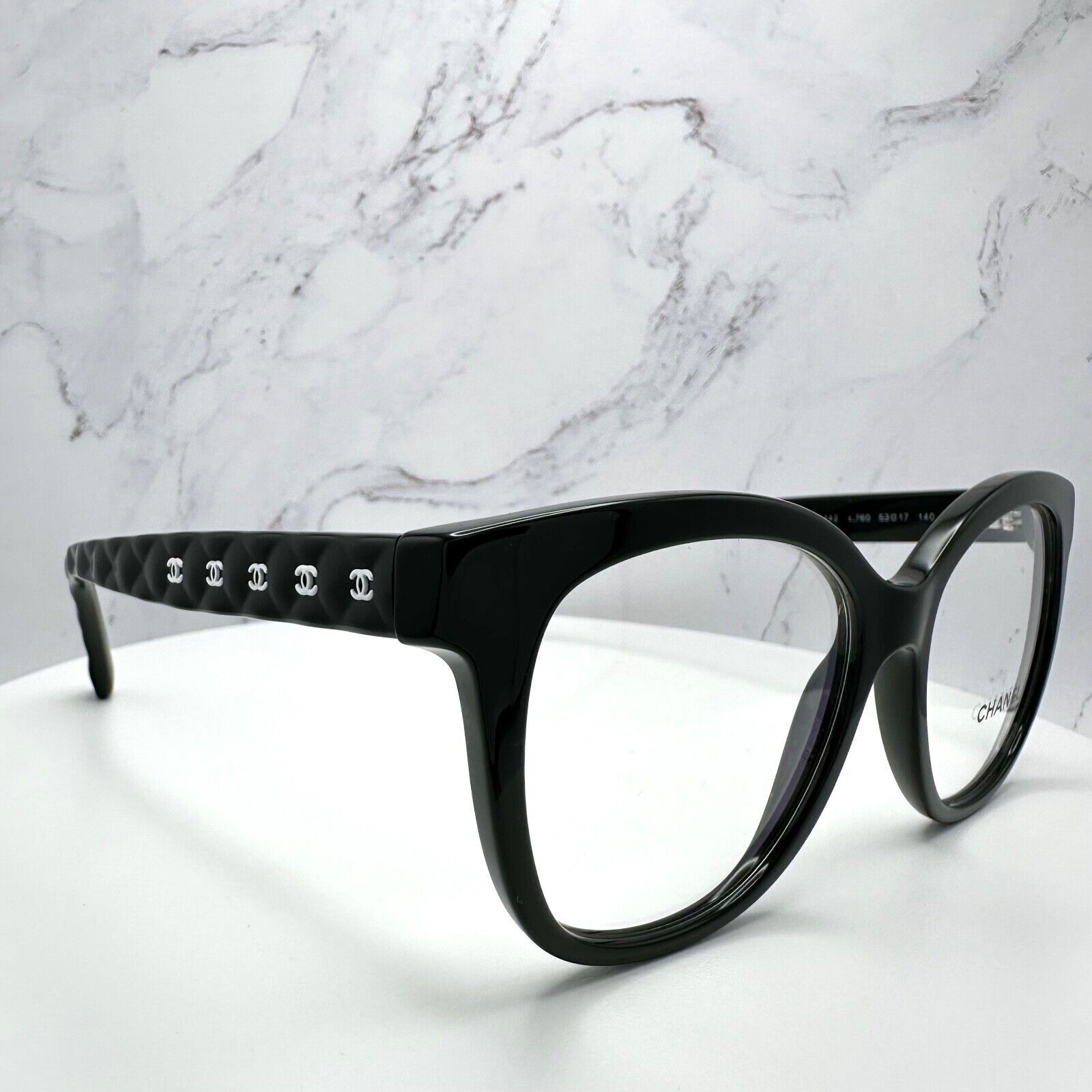 Chanel CHANEL Black White Glasses Rx-Able Square Quilted CC Logos | Grailed