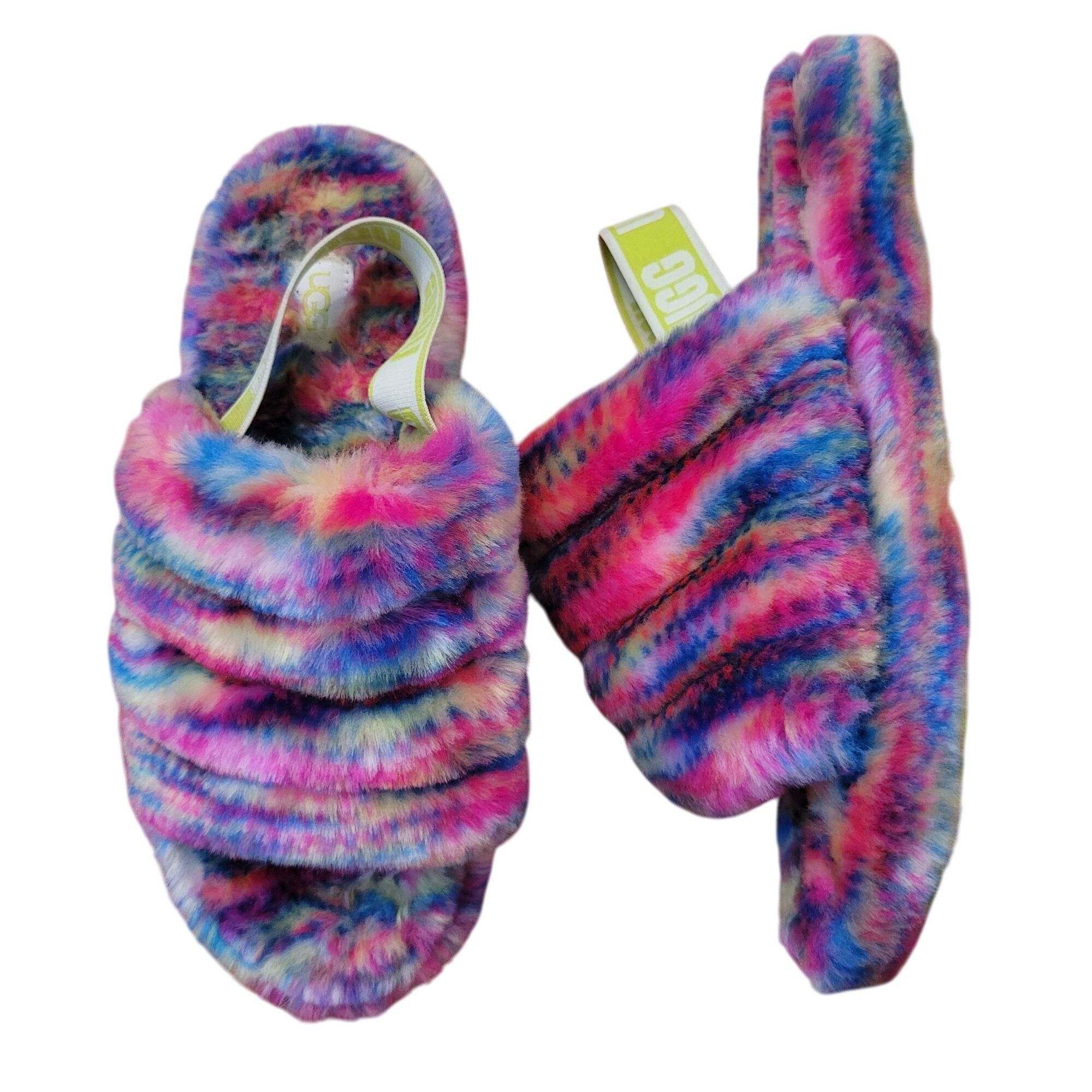 Ugg UGG Fluff Yeah Slide Slippers 6 Furry Cozy Strap Rainbow Pix Size US 6 / IT 36 - 1 Thumbnail