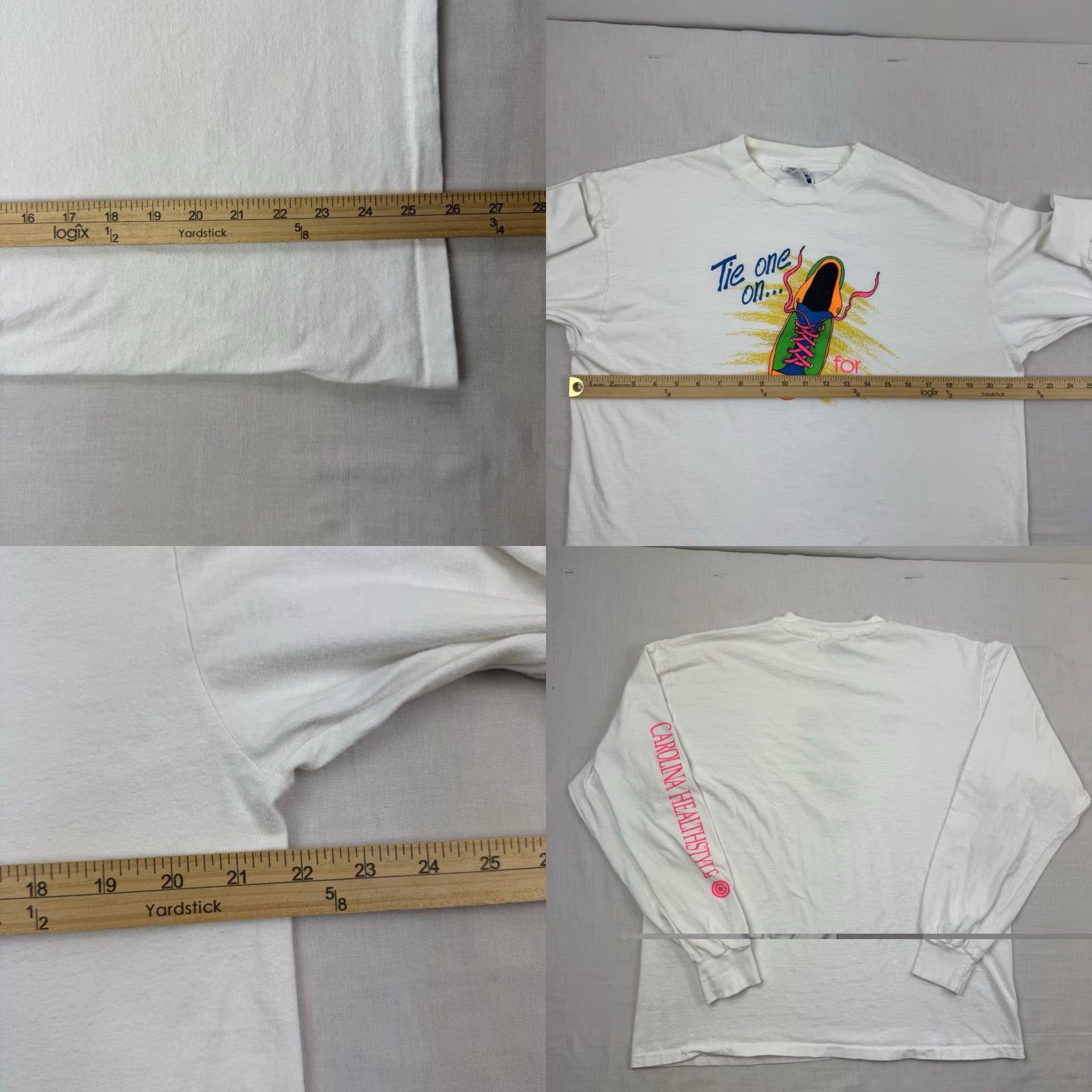 Hanes VINTAGE Hanes T-Shirt Shirt Men's XL White 80s 90s Health Random Obscure Crew Neck Long Sleeve White Size US XL / EU 56 / 4 - 8 Thumbnail