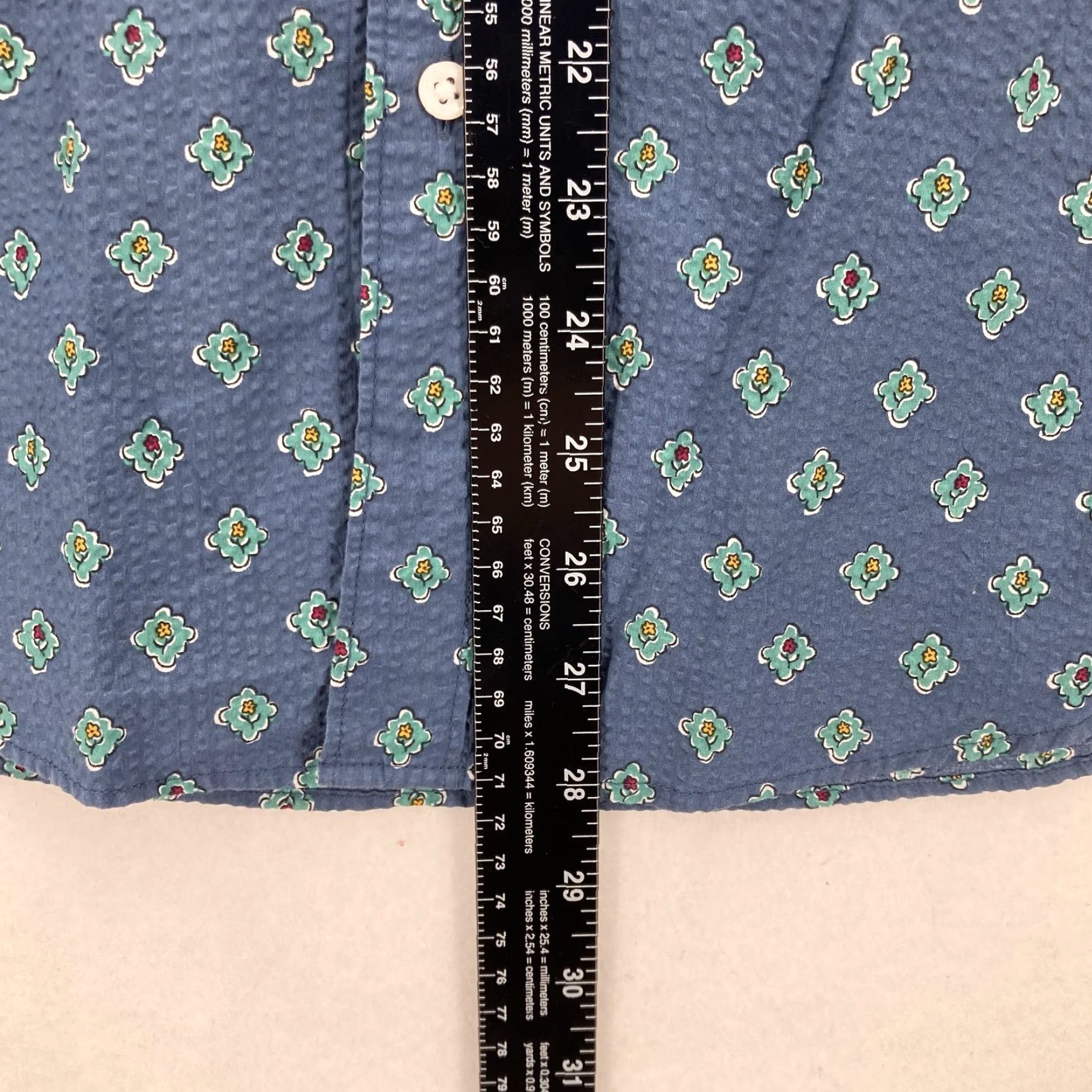 J.Crew J.Crew Shirt Mens Small Blue Classic Short Sleeve Floral Medallion Seersucker Shirt Size US S / EU 44-46 / 1 - 7 Thumbnail