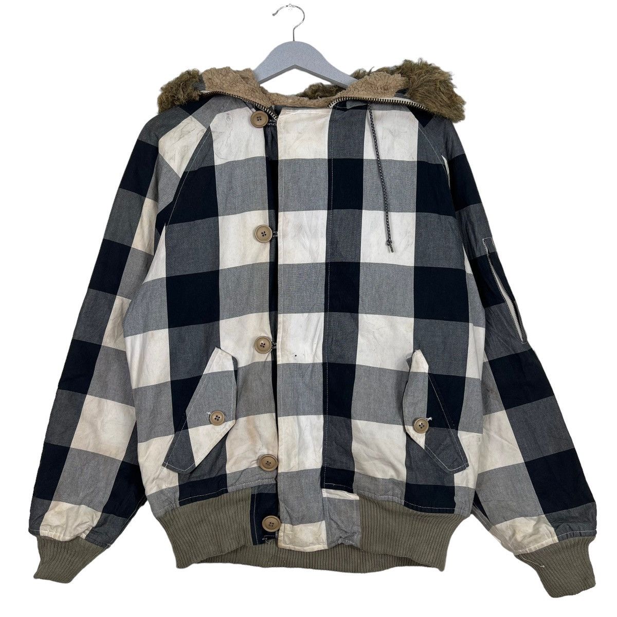 Vintage 🔥 VINTAGE WOOLRICH CHECKER FAUX FUR TRIM BOMBER JACKET Size US M / EU 48-50 / 2 - 1 Thumbnail