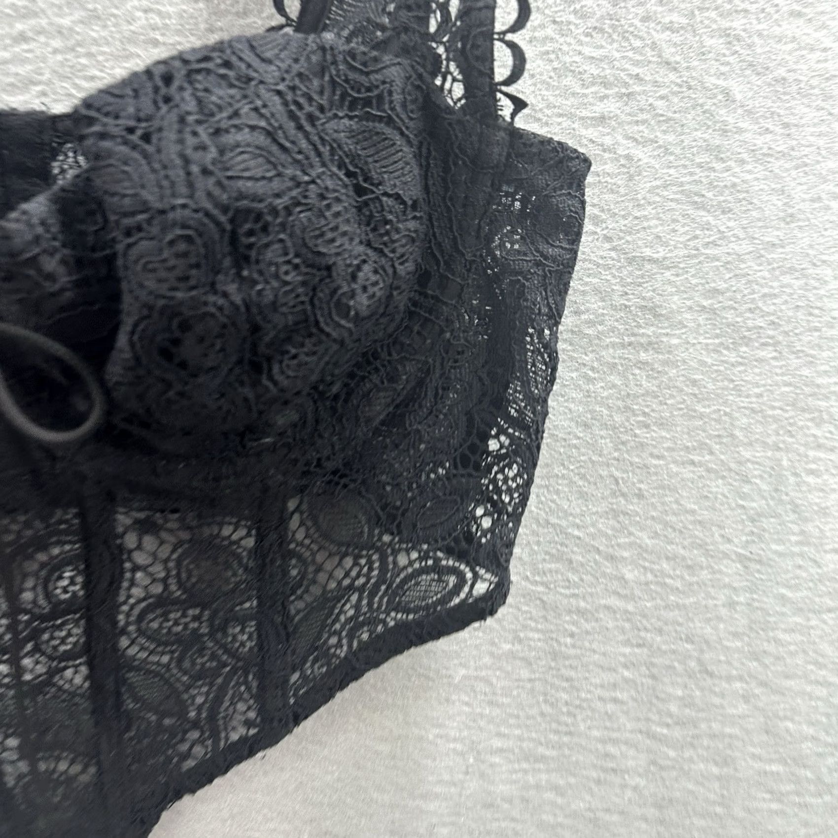 For Love & Lemons For Love And Lemons Sammie Crop Lace Corset Womens Medium Black Cropped Blouse Bohemian Designer 90s Witchy Fashion Womens M Black Size M / US 6-8 / IT 42-44 - 4 Thumbnail