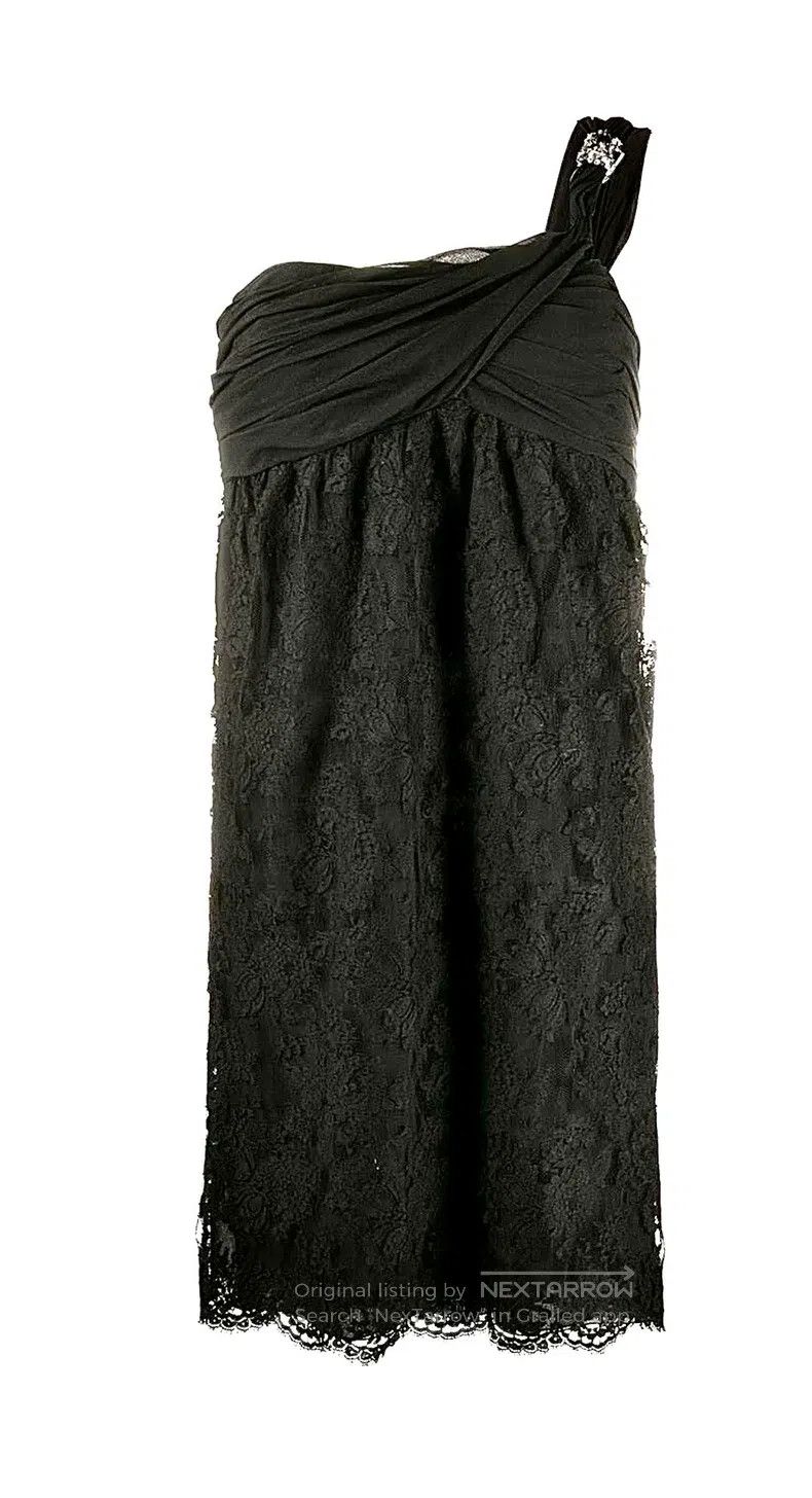 Valentino Lace one-shoulder crystal buckle dress