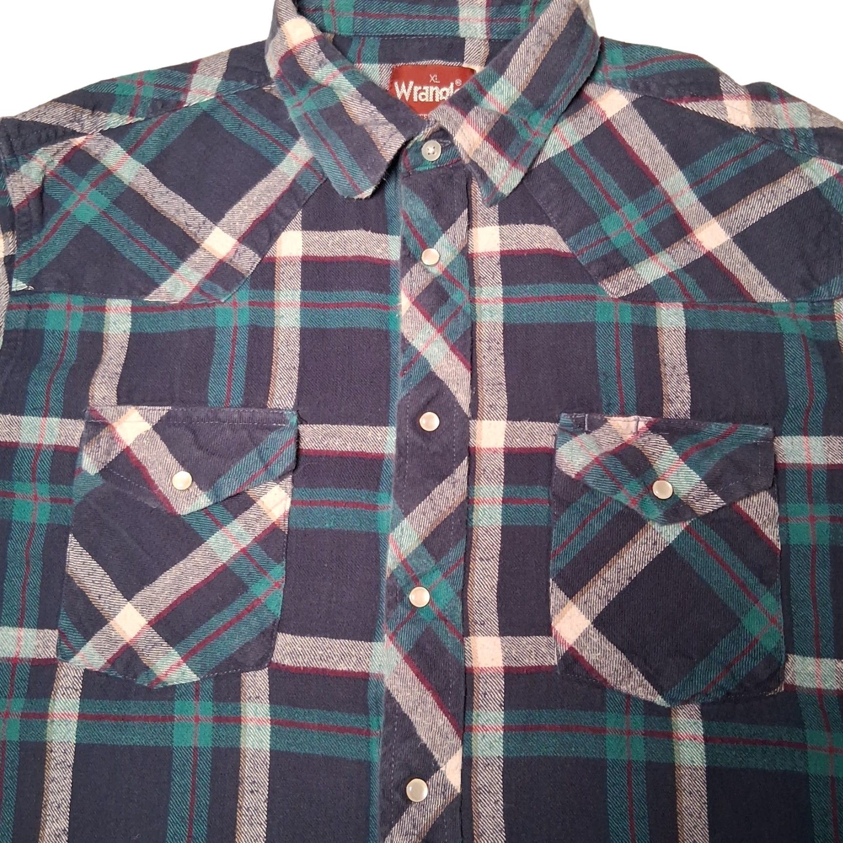 Wrangler Wrangler Western Shirt Men XL Blue Plaid Flannel Pearl Snap Cowboy Rodeo Ranch Workwear Button-Up Size US XL / EU 56 / 4 - 2 Thumbnail