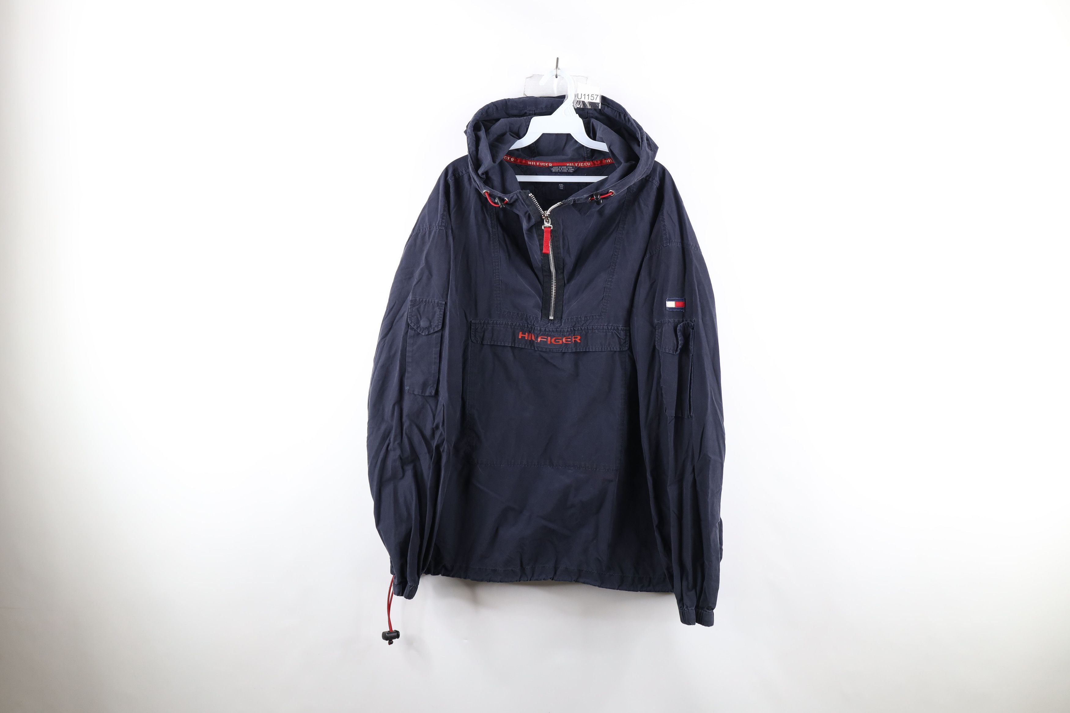 Vintage 90s Tommy Hilfiger Out Hooded Anorak Jacket Blue