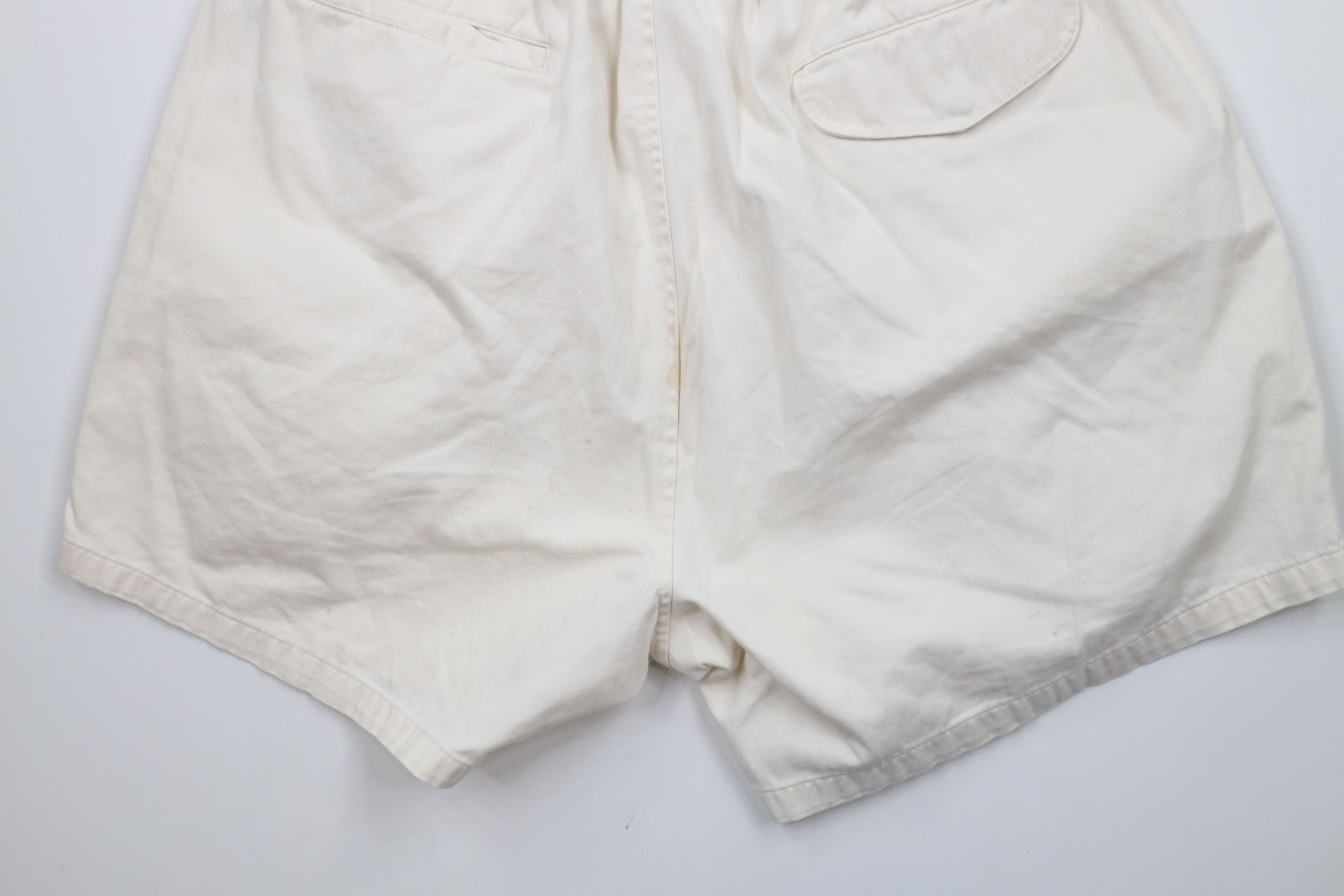 Nautica × Vintage Vintage 90s Nautica Spell Out Above Knee Shorts Cream Size US 34 / EU 50 - 13 Thumbnail