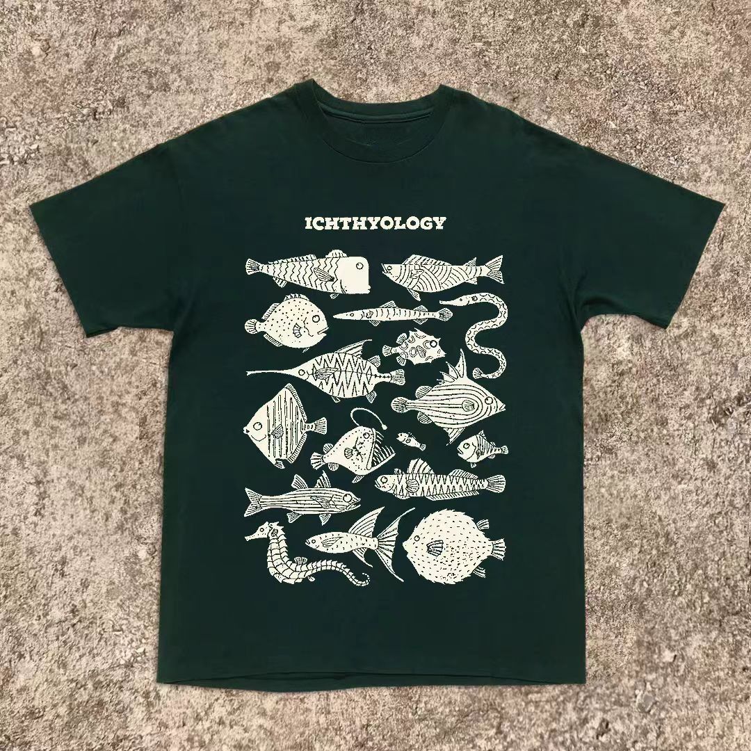 Vintage Green casual retro ocean fish print t-shirt Size US M / EU 48-50 / 2 - 1 Thumbnail