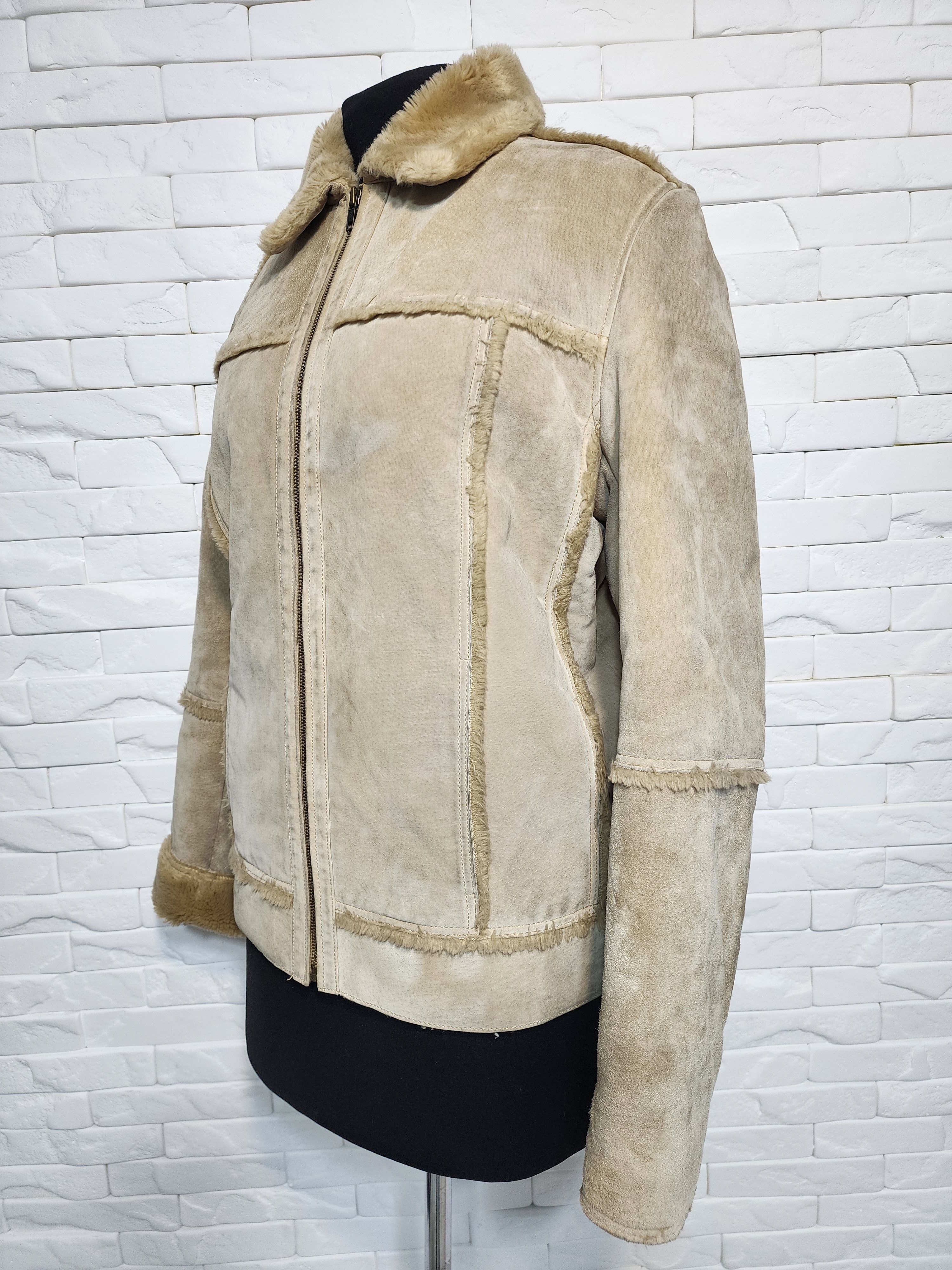 Genuine Leather Men's Suede Style Jacket: Faux Fur Insulation, Metal Zipper Size US M / EU 48-50 / 2 - 2 Thumbnail