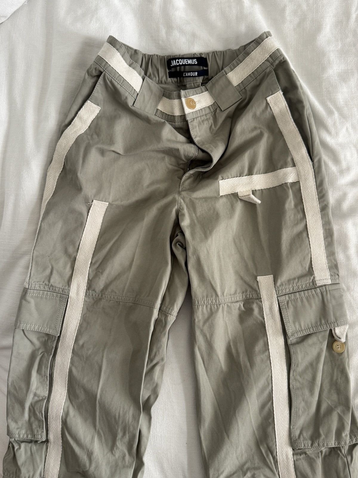 Jacquemus Jacquemus “L’Amour” SS21 Light Green Herringbone Tape Pants Size US 31 - 4 Thumbnail