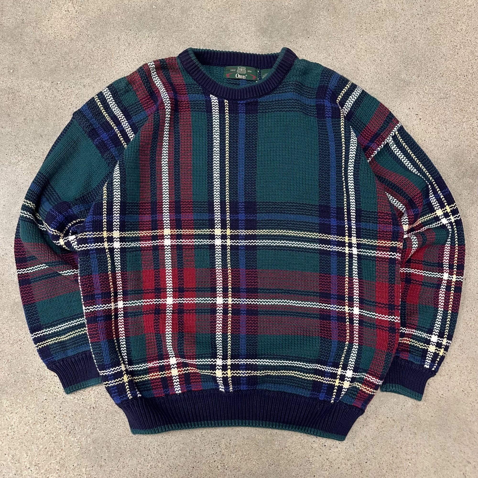 Orvis × Vintage Vintage Orvis Unique Heavyweight Knit Plaid Sweater Size US L / EU 52-54 / 3 - 1 Thumbnail