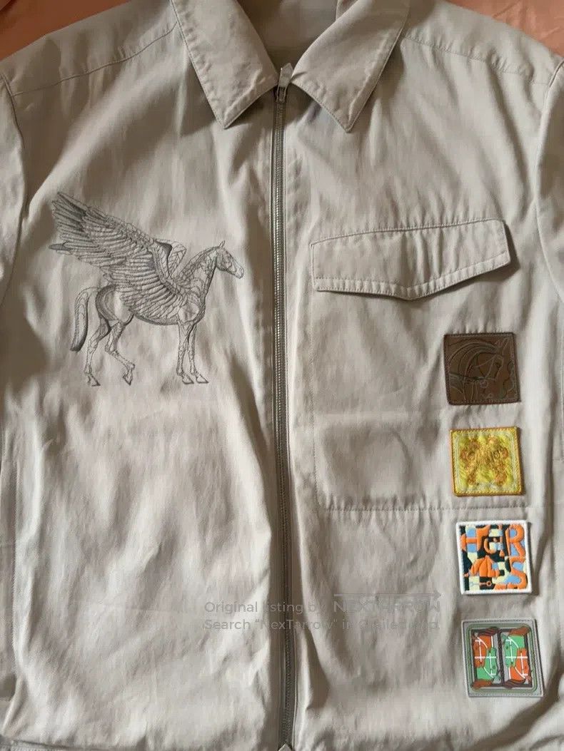 Hermes Hermes White Lamb Leather Jacket, Metal Snap Design at Fro Size US L / EU 52-54 / 3 - 1 Thumbnail