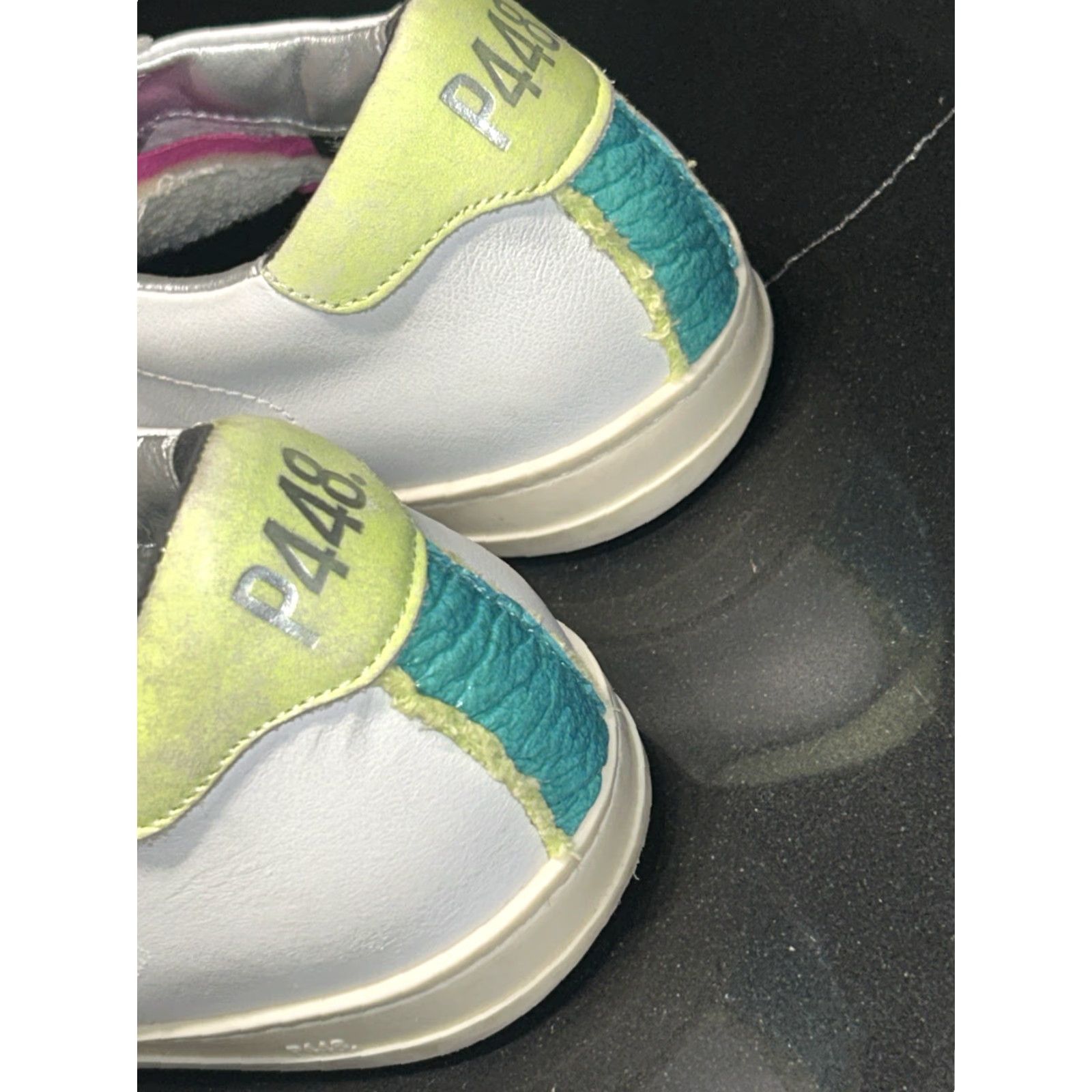P448 P448 John Sneakers Womens 39 White Leather Pink Trim Mid Top Shoes Casual Athletic Sneaker Womens Size M / US 6-8 / IT 42-44 - 7 Thumbnail