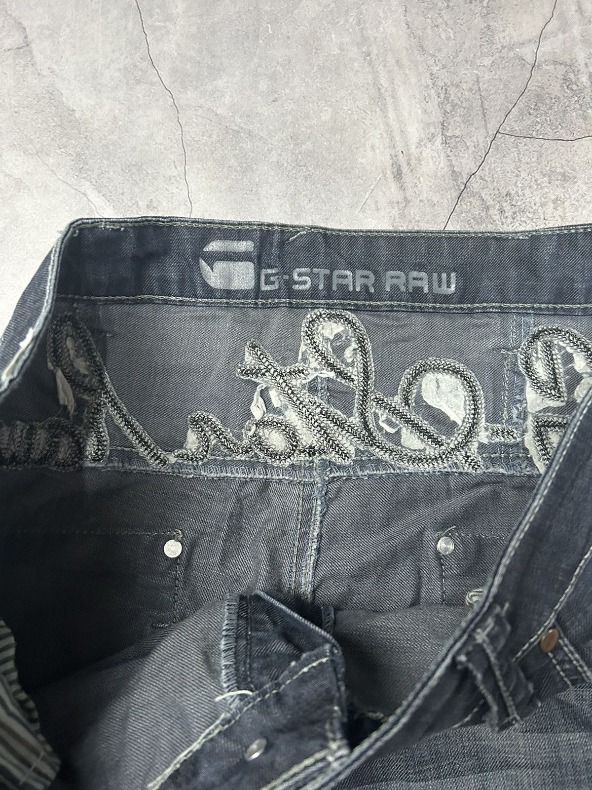 G-Star × Vintage G-Star Raw Denim Jeans Pants Trousers Big Logo Cargo Baggy Size US 34 / EU 50 - 11 Thumbnail