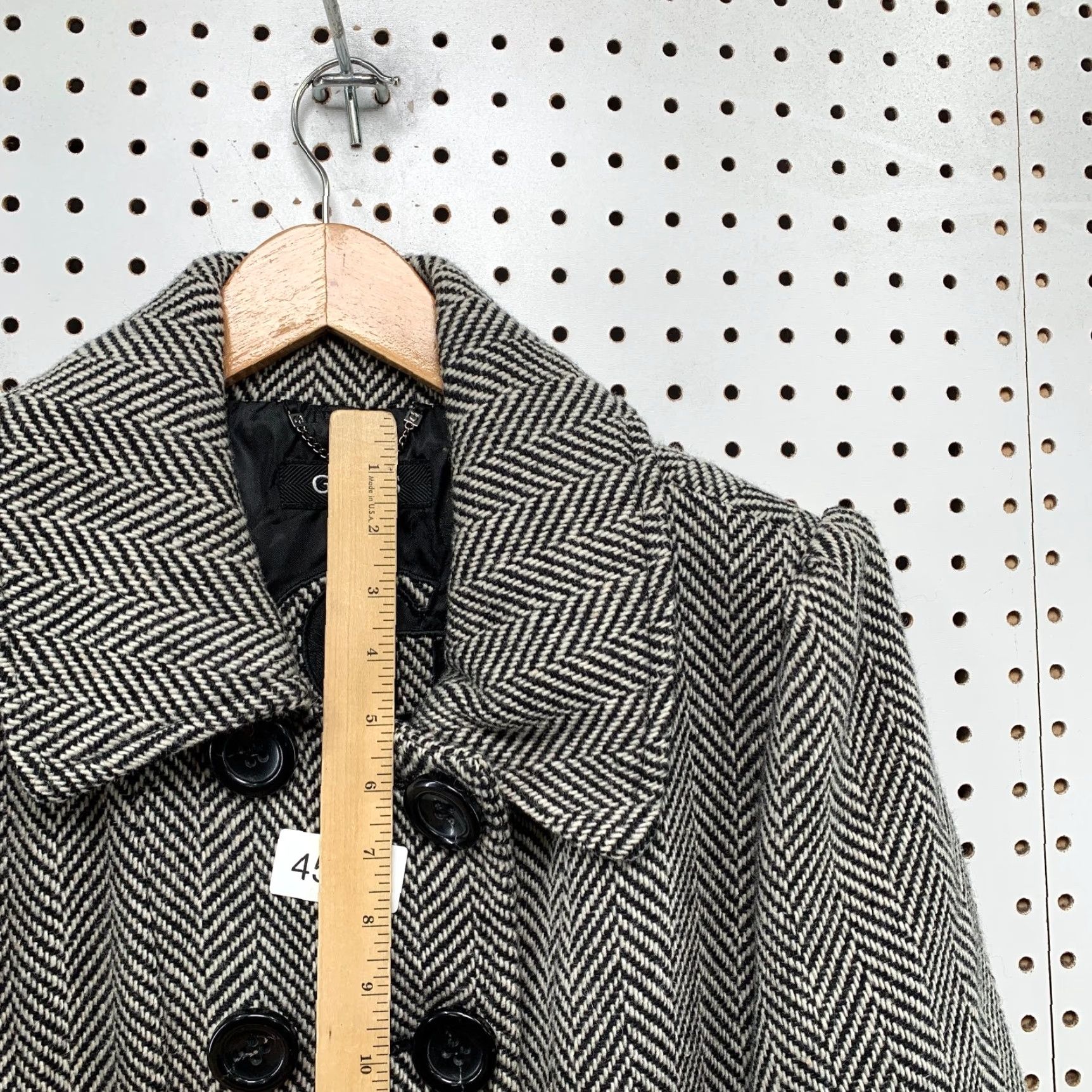 Guess VINTAGE GUESS Wool Tweed Coat Womens XL Gray Herringbone Double Breasted Y2K Coat Womens XL Gray Herringbone Size XL / US 12-14 / IT 48-50 - 7 Thumbnail