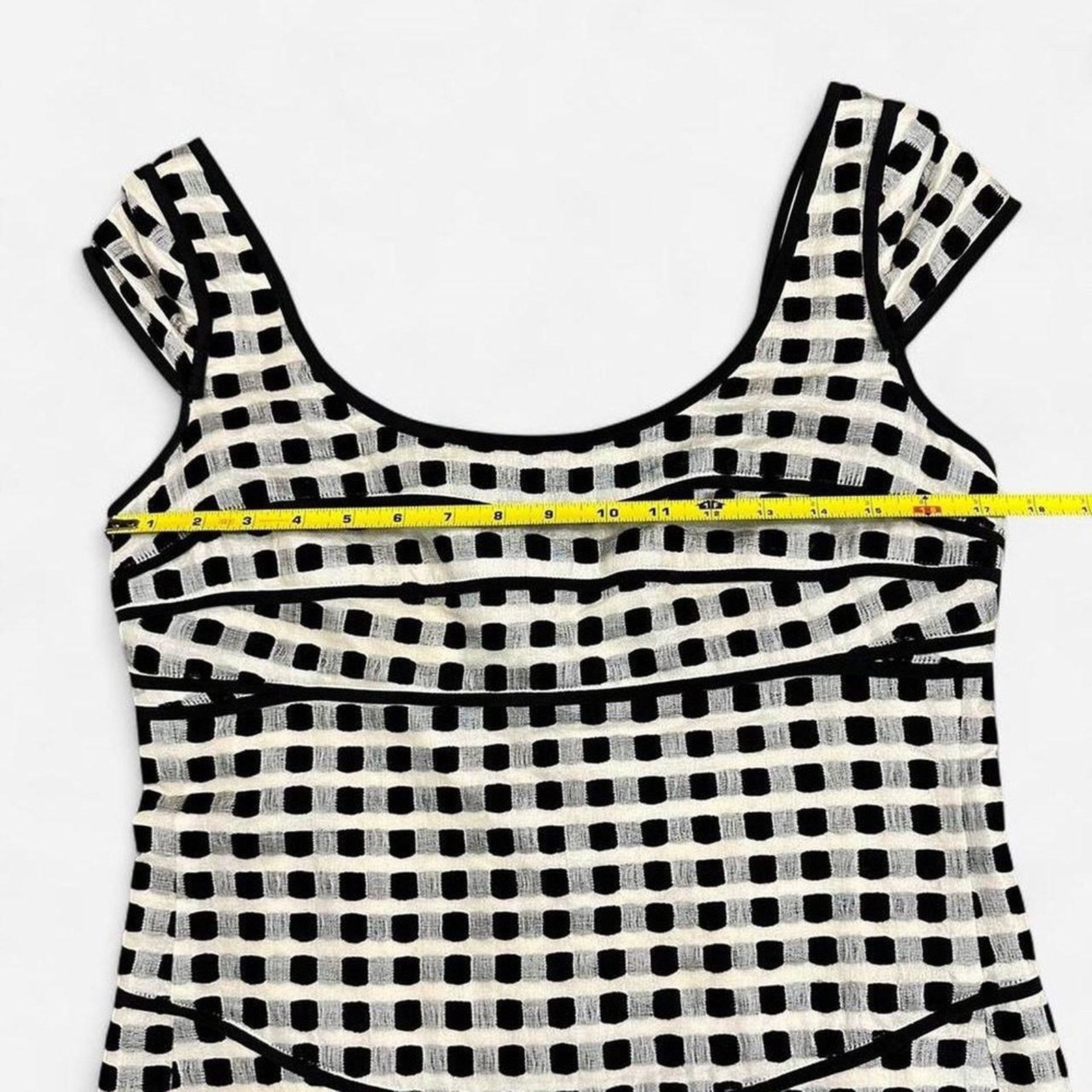 Narciso Rodriguez Silk blend gingham knit pencil dress 2010 runway Size L / US 10 / IT 46 - 5 Thumbnail