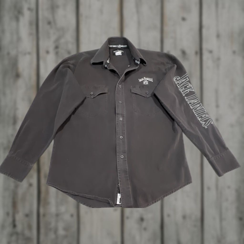 Logo 7 VINTAGE Jack Daniels Shirt Mens L Black Long Sleeve Button Front Embroidered Logo Size US L / EU 52-54 / 3 - 1 Thumbnail