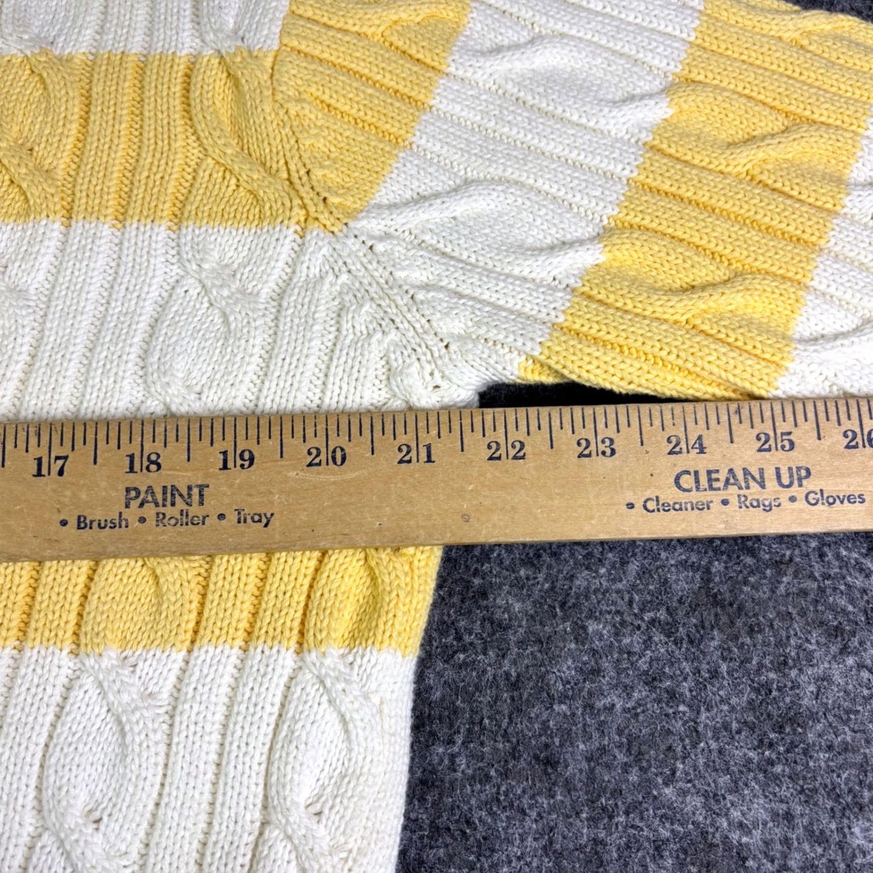 Liz Claiborne Liz Claiborne Yellow White Stripe Cable Knit Sweater Pullover Top Women's M Shirt/Top Pullover Knit Crew Neck Long Sleeve Casual Vintage: No Size M / US 6-8 / IT 42-44 - 3 Thumbnail