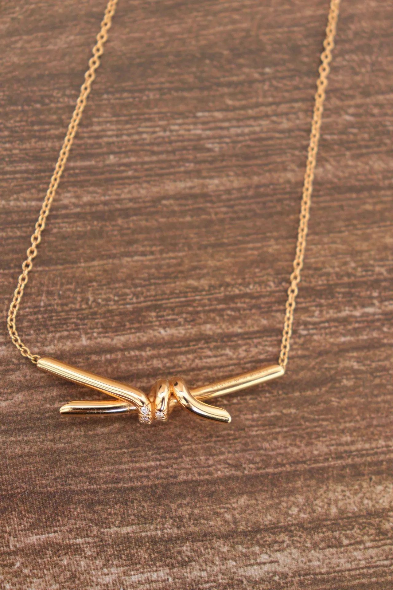 Tiffany & Co. Tiffany Kont 18K RG Half-Diamond Necklace 42.5 4 w/box Size ONE SIZE - 4 Thumbnail