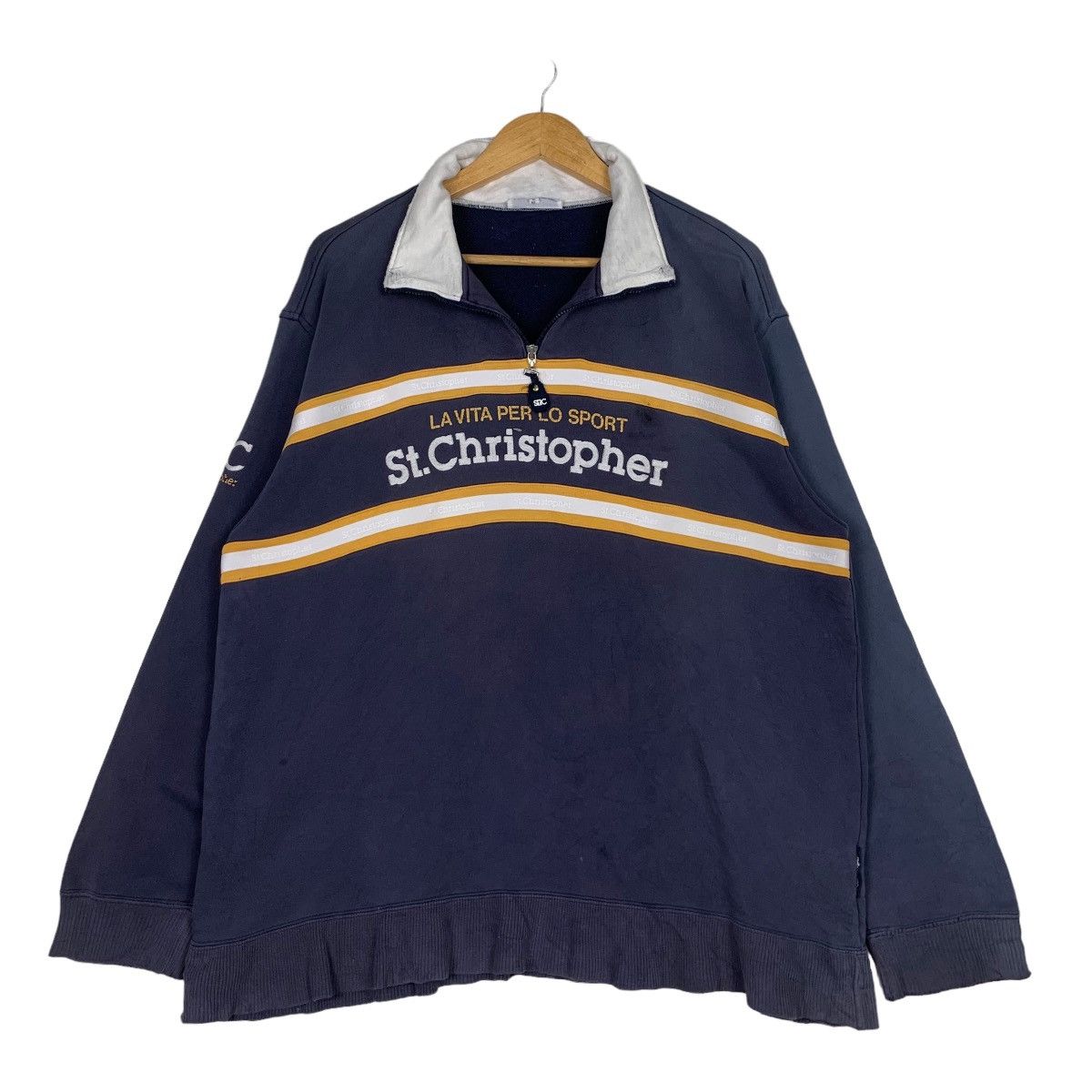 Vintage ST. CHRISTOPHER Embroidery Logo Half Zip Sweater #0960-C43 Size US L / EU 52-54 / 3 - 9 Thumbnail
