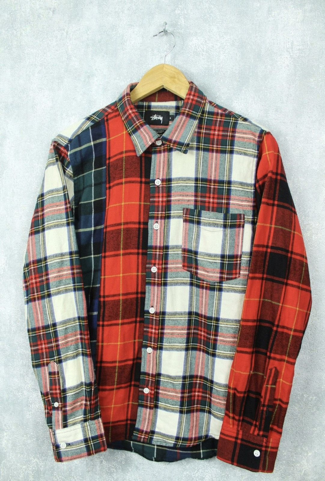 Stussy Medium Stussy Tartan Shirt Flannel Split Patchwork Button  