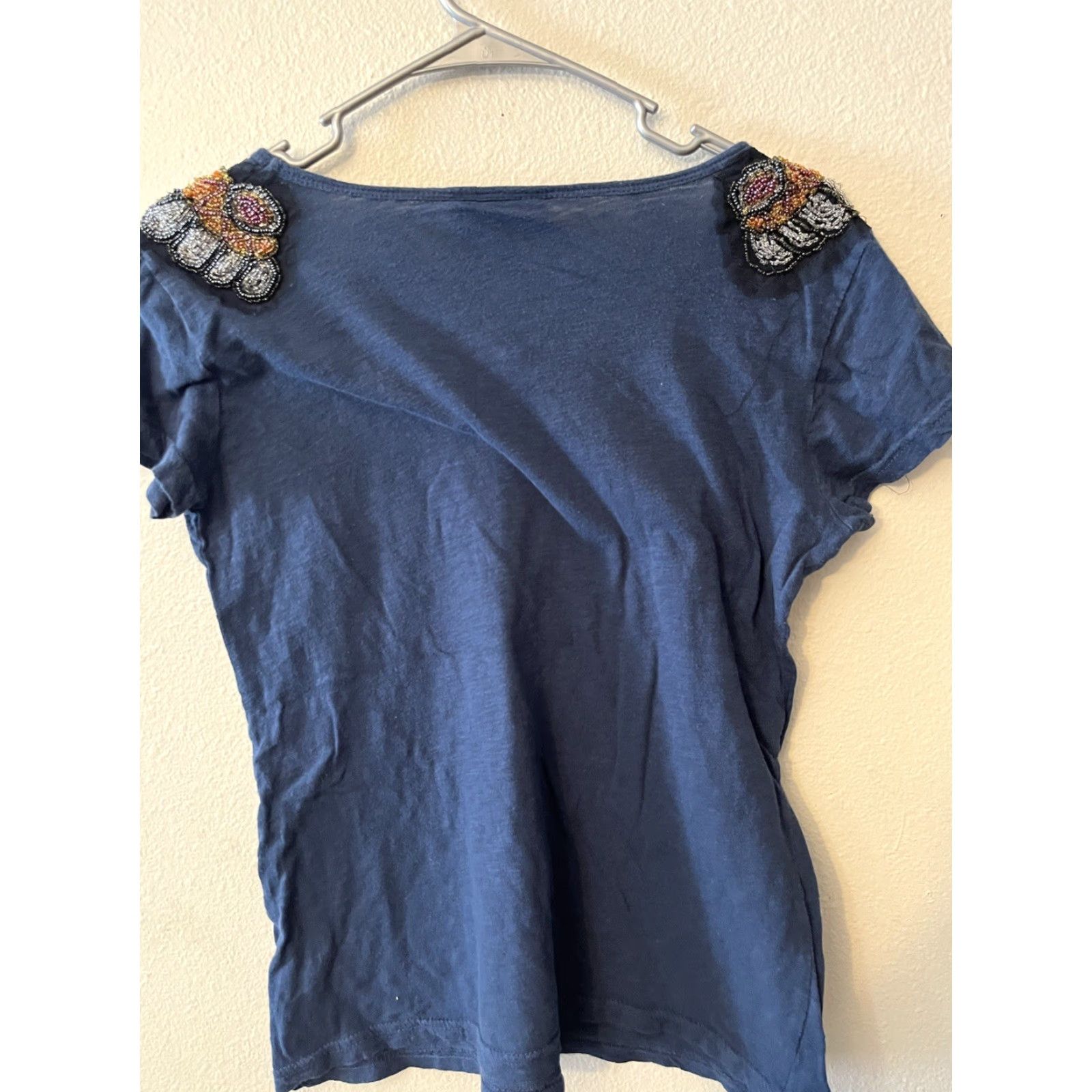 Vintage BUFFALO i jeans Blue Jeans - Butterfly Bling Shoulder Top - SZ M - Short Sleeve Crew Neck Women's T-Shirt Size M / US 6-8 / IT 42-44 - 3 Thumbnail