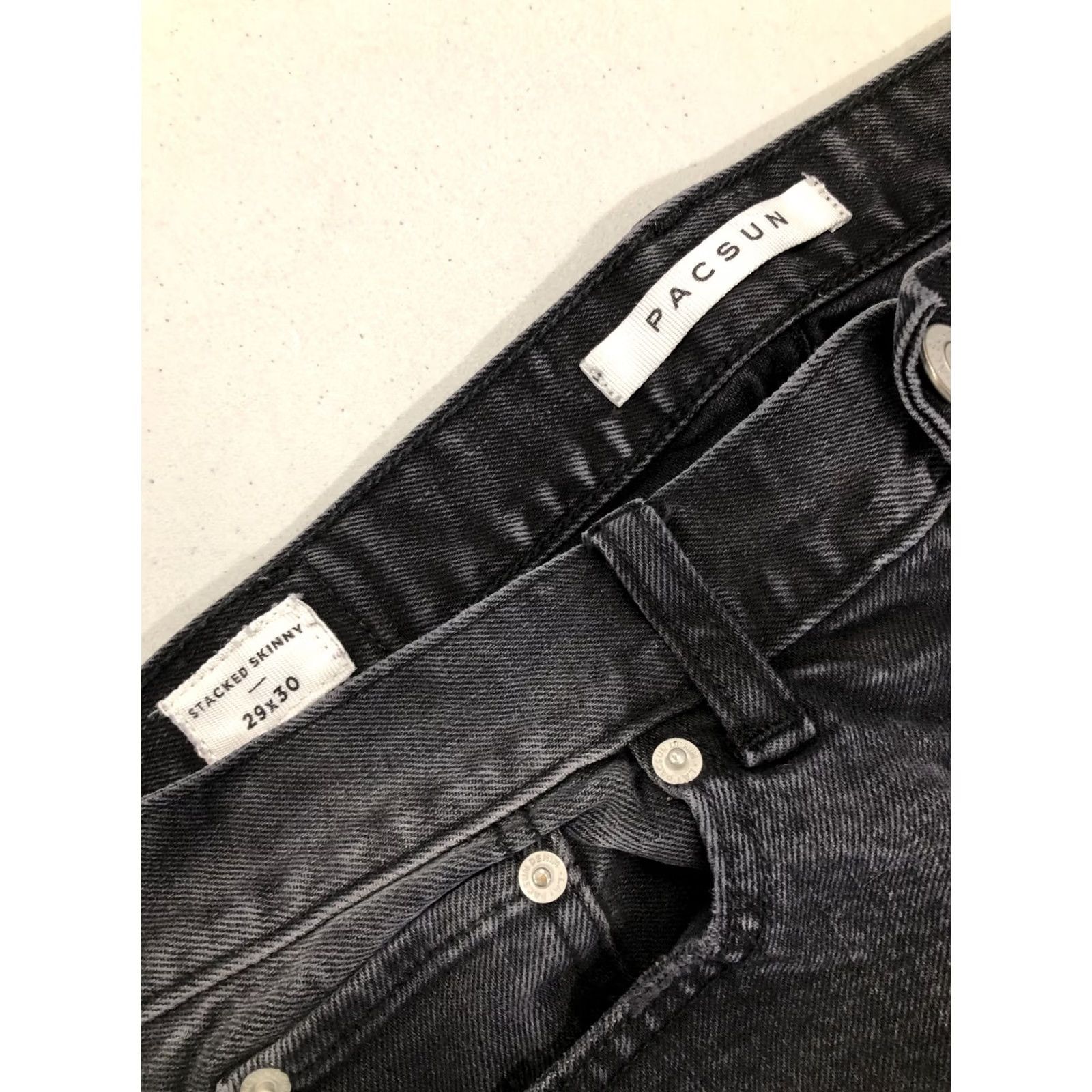Pacsun PacSun Jeans Mens 32x29 Skinny Distressed Black Wash Denim 32 Inseam Slim Regular Mens Size US 32 / EU 48 - 2 Thumbnail