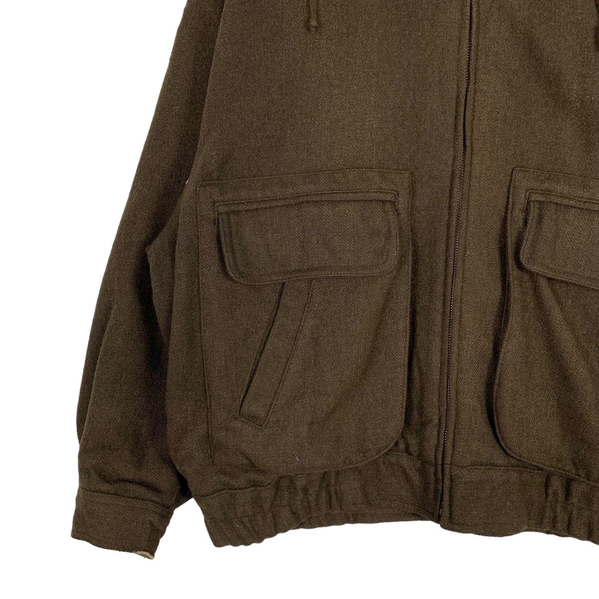 Japanese Brand LEONTE Olive Hooded Wool Bomber Jacket #1103-C50 Size US M / EU 48-50 / 2 - 3 Thumbnail